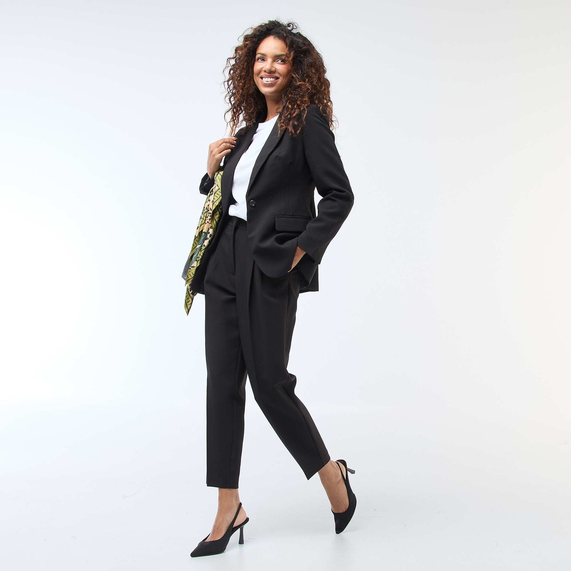 Fitted Single-Button Blazer BLACK