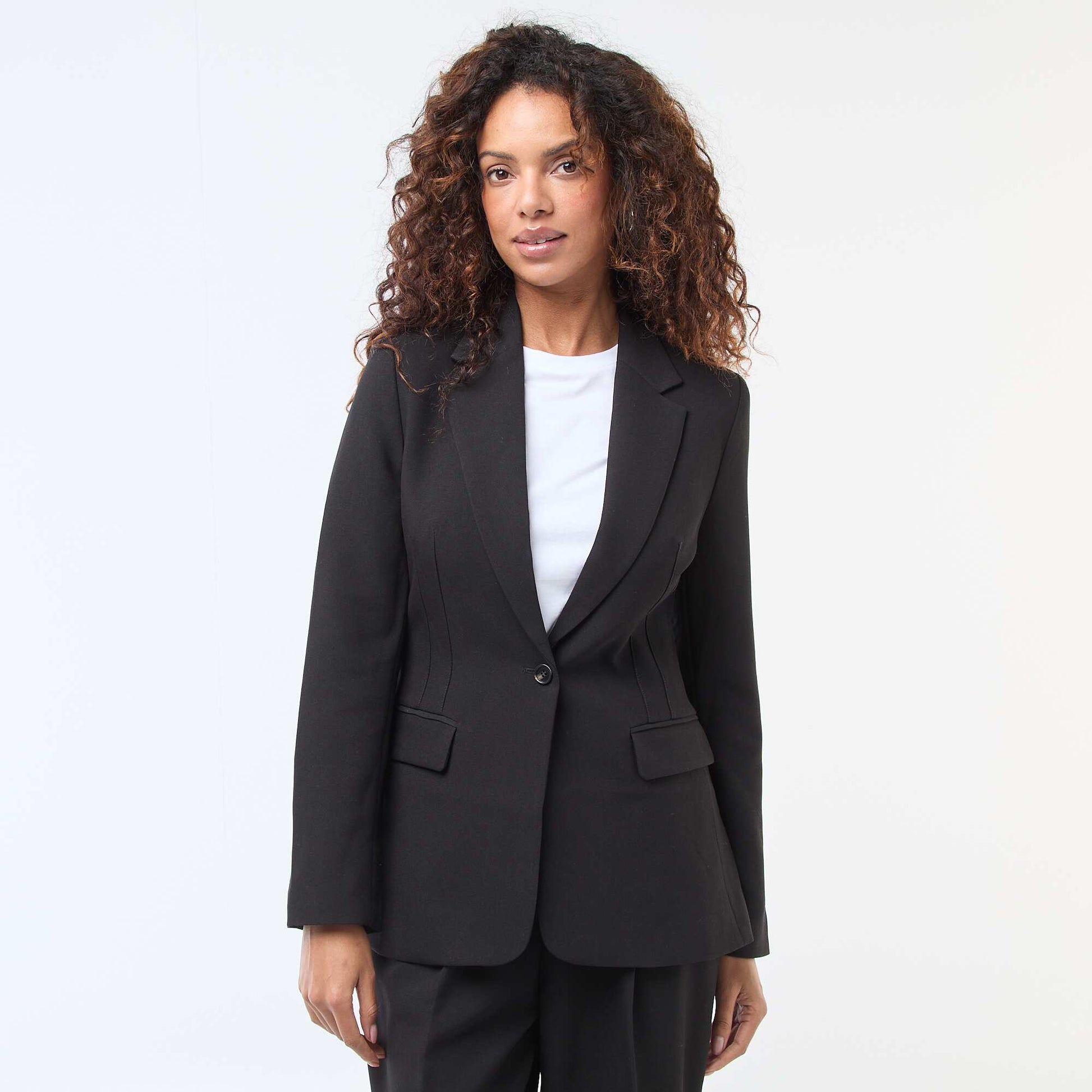 Fitted Single-Button Blazer BLACK