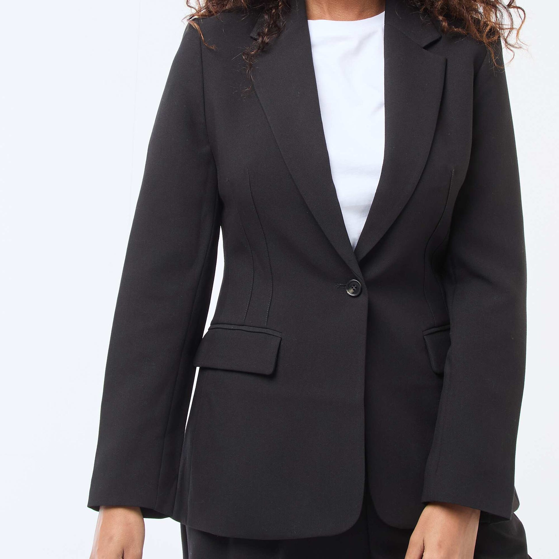 Fitted Single-Button Blazer BLACK