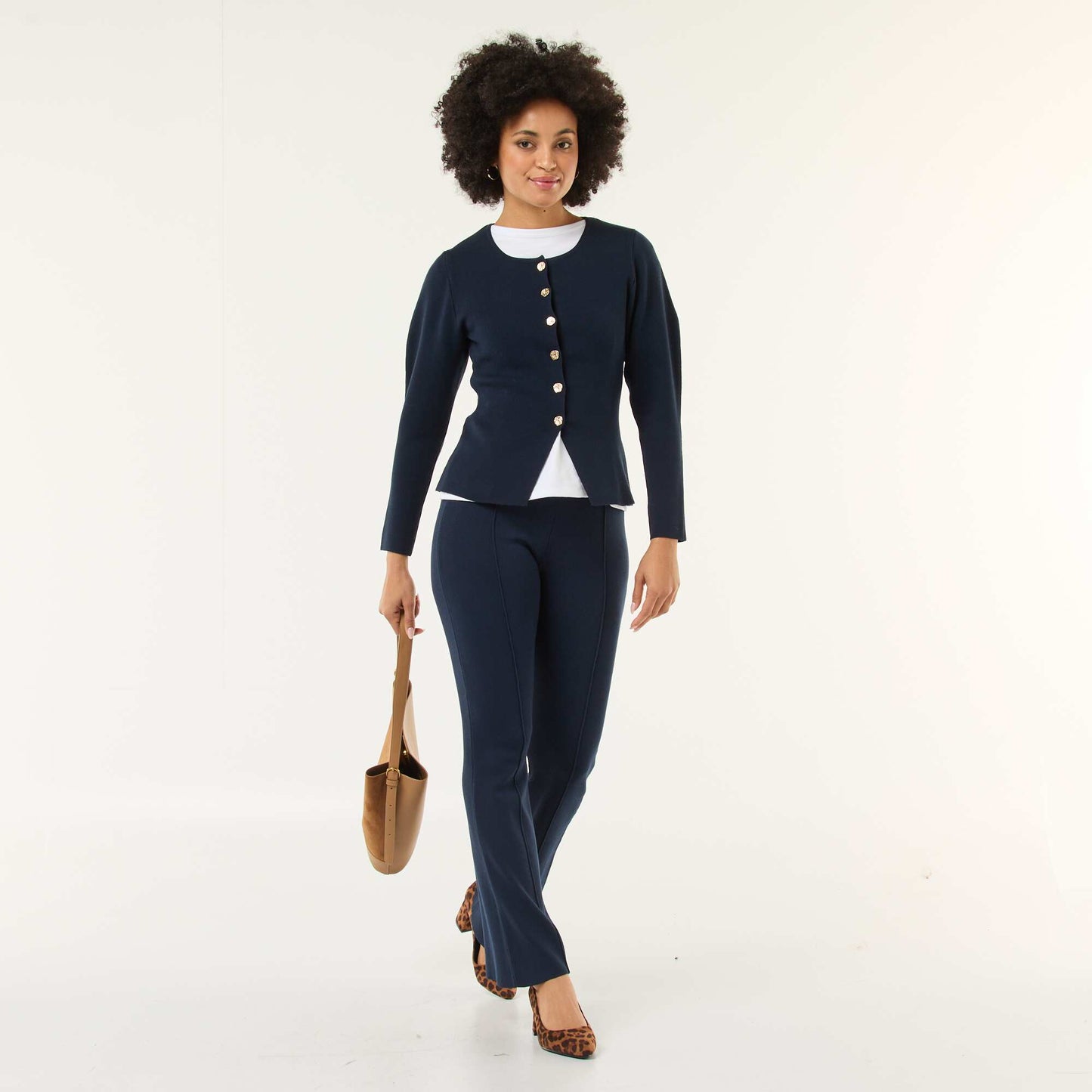 Wide-Leg Ottoman Knit Trousers BLUE