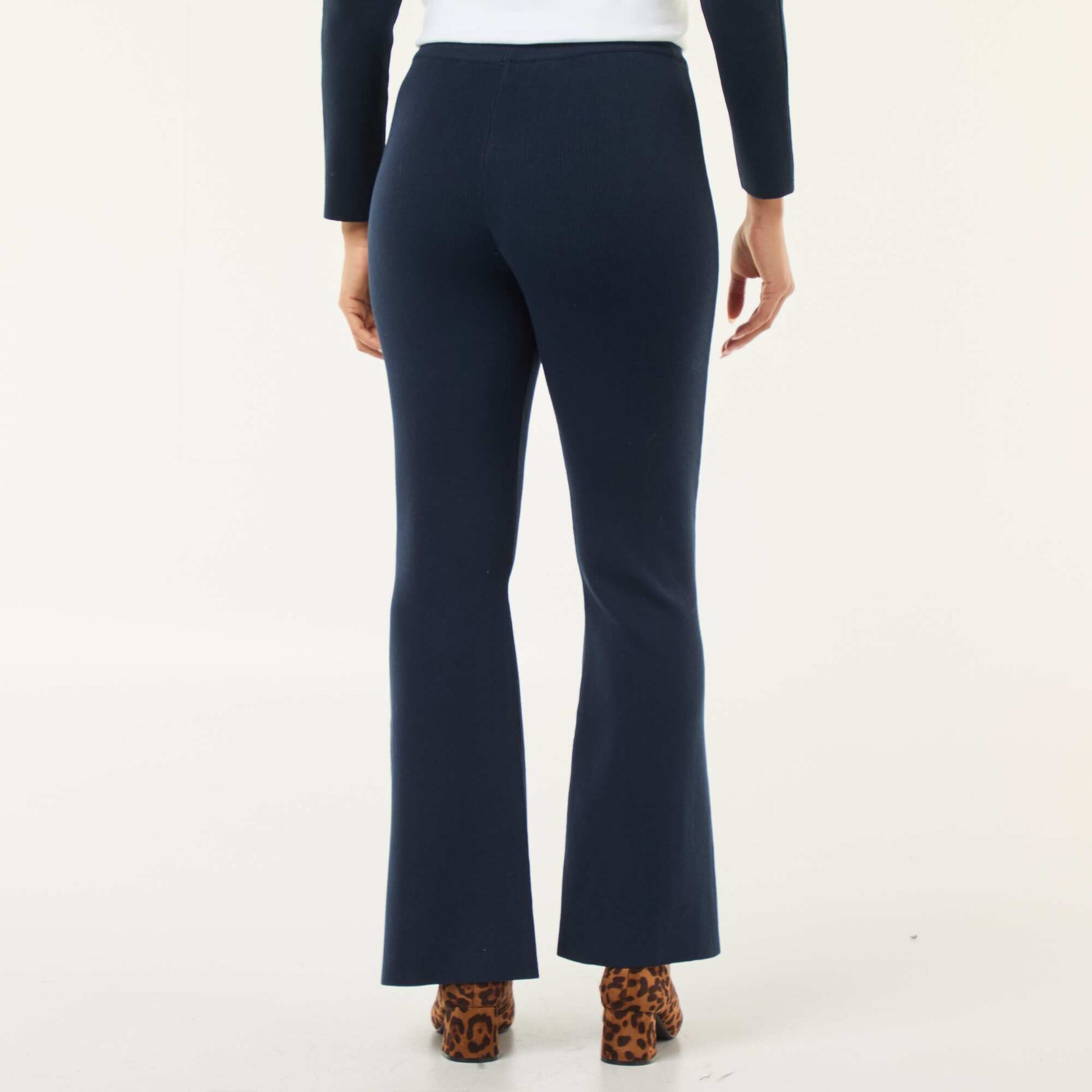 Wide-Leg Ottoman Knit Trousers BLUE