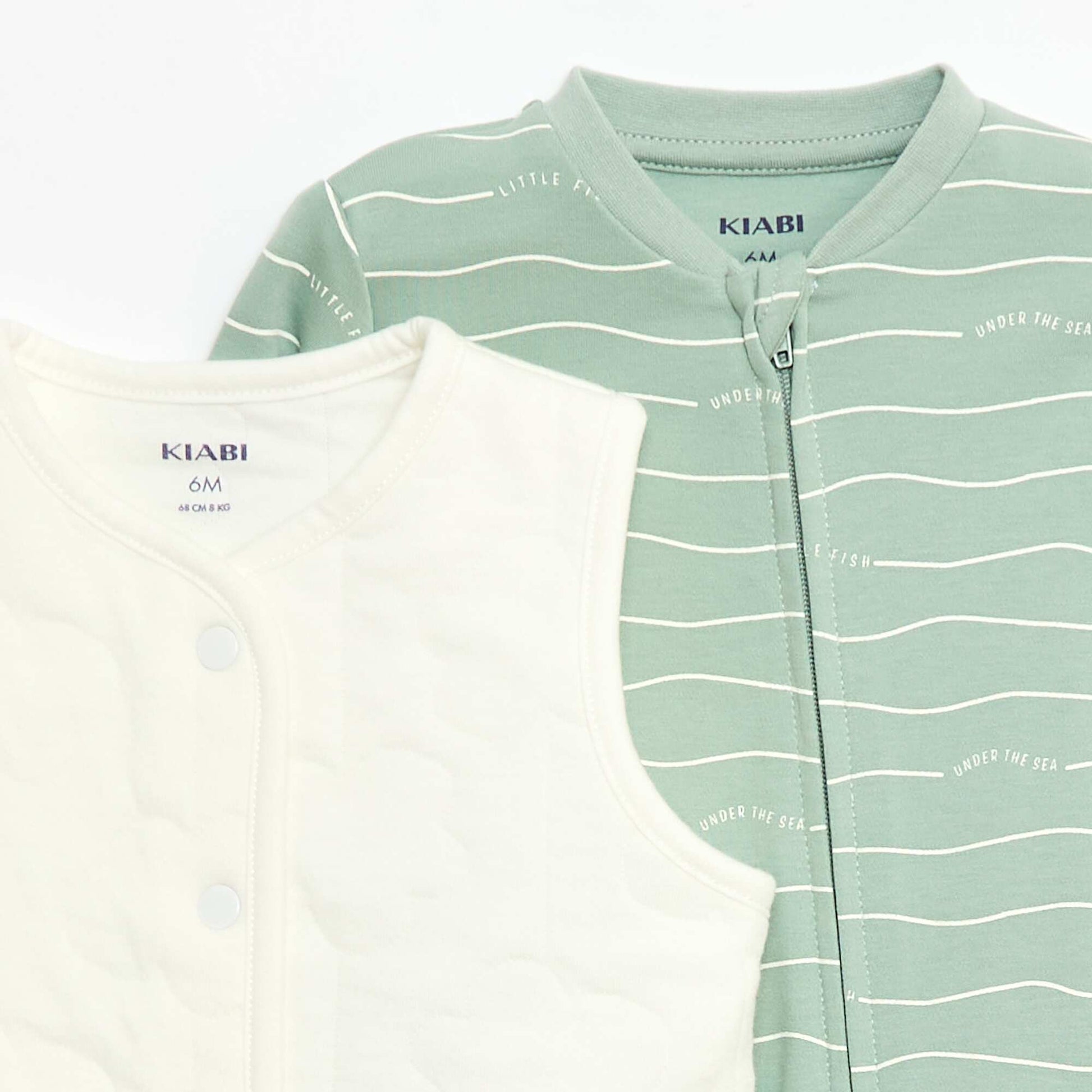 Sleepsuit + Quilted Vest Set GREEN