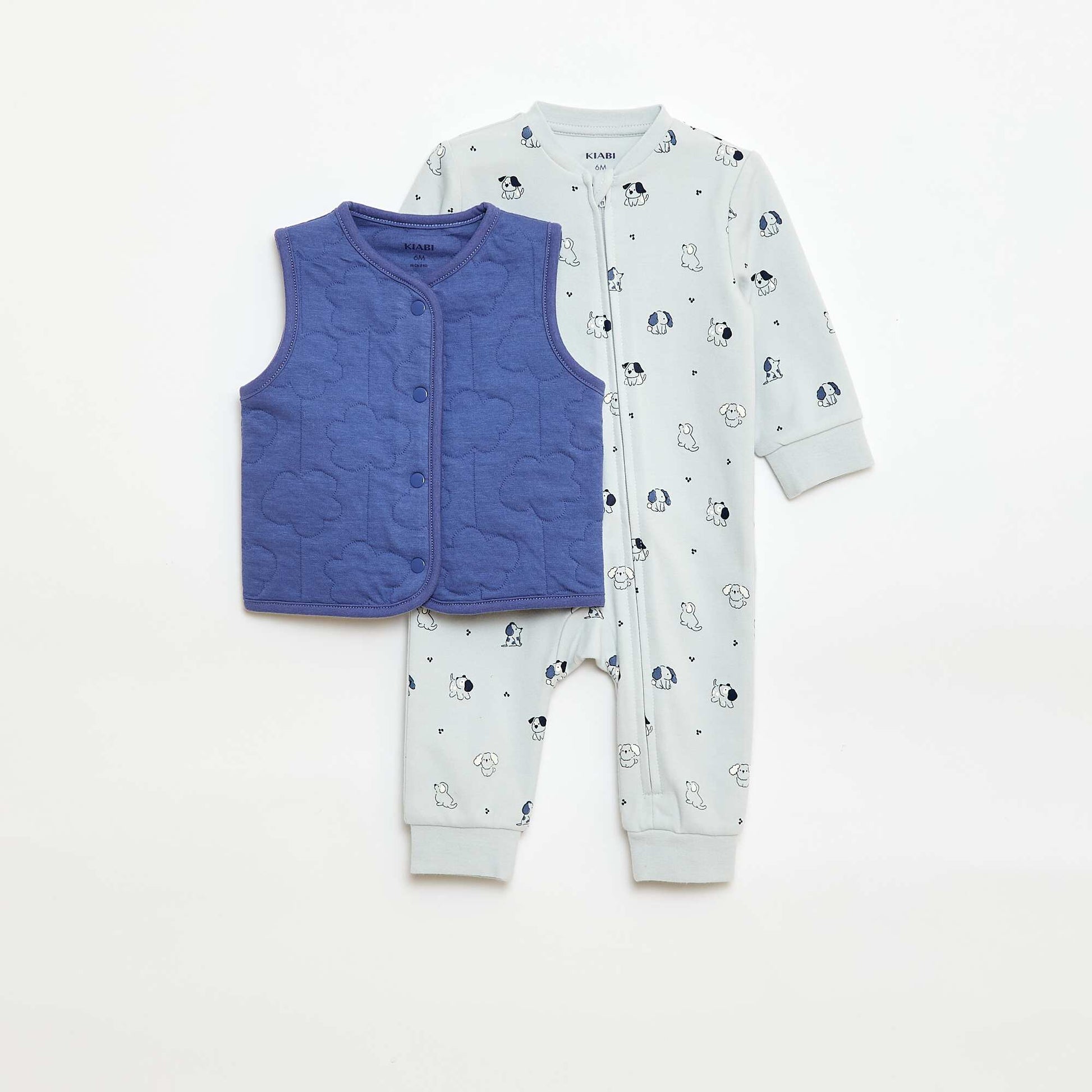 Sleepsuit + Quilted Vest Set BLUE