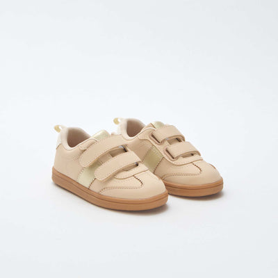 Low-Top Sneakers with Hook and Loop Fasteners WHITE