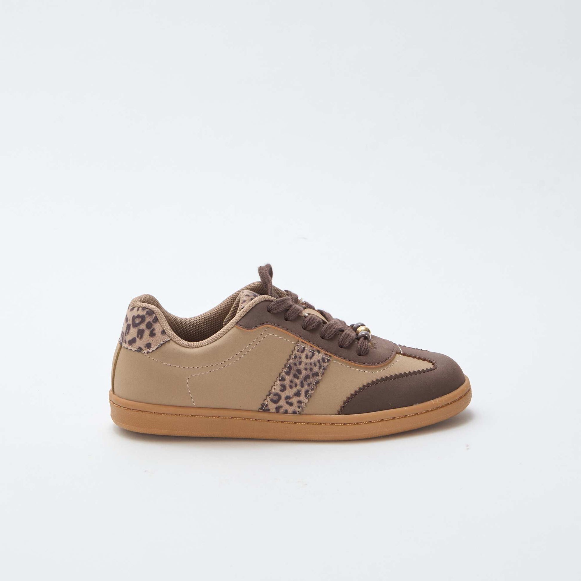 Fashion Sneakers with Leopard Print Inserts BROWN