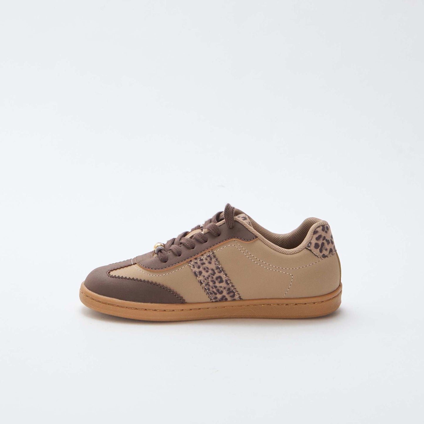 Fashion Sneakers with Leopard Print Inserts BROWN