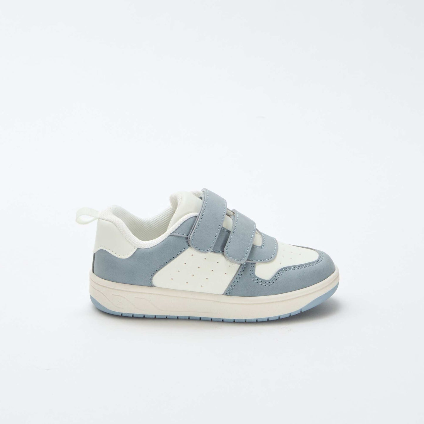 Faux Leather Sneakers with 2 Hook-and-Loop Straps BLUE