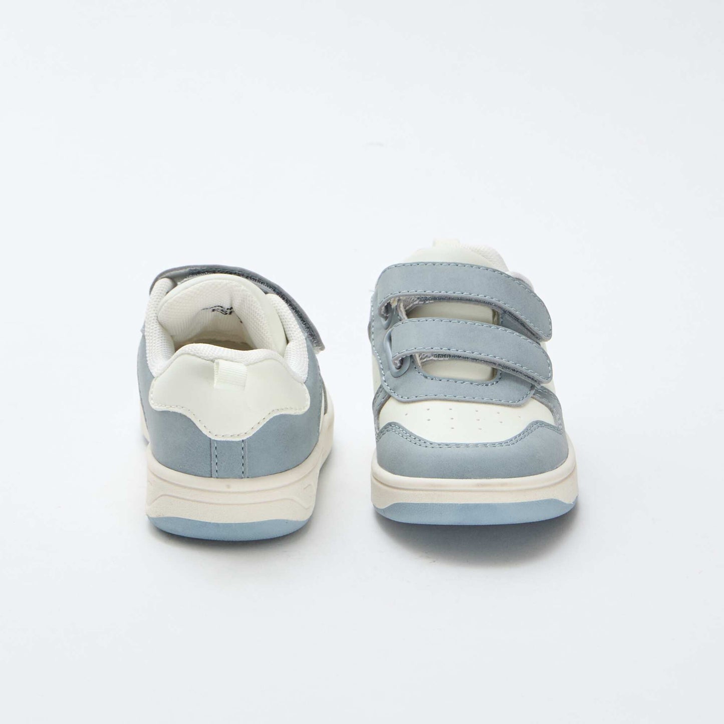 Faux Leather Sneakers with 2 Hook-and-Loop Straps BLUE