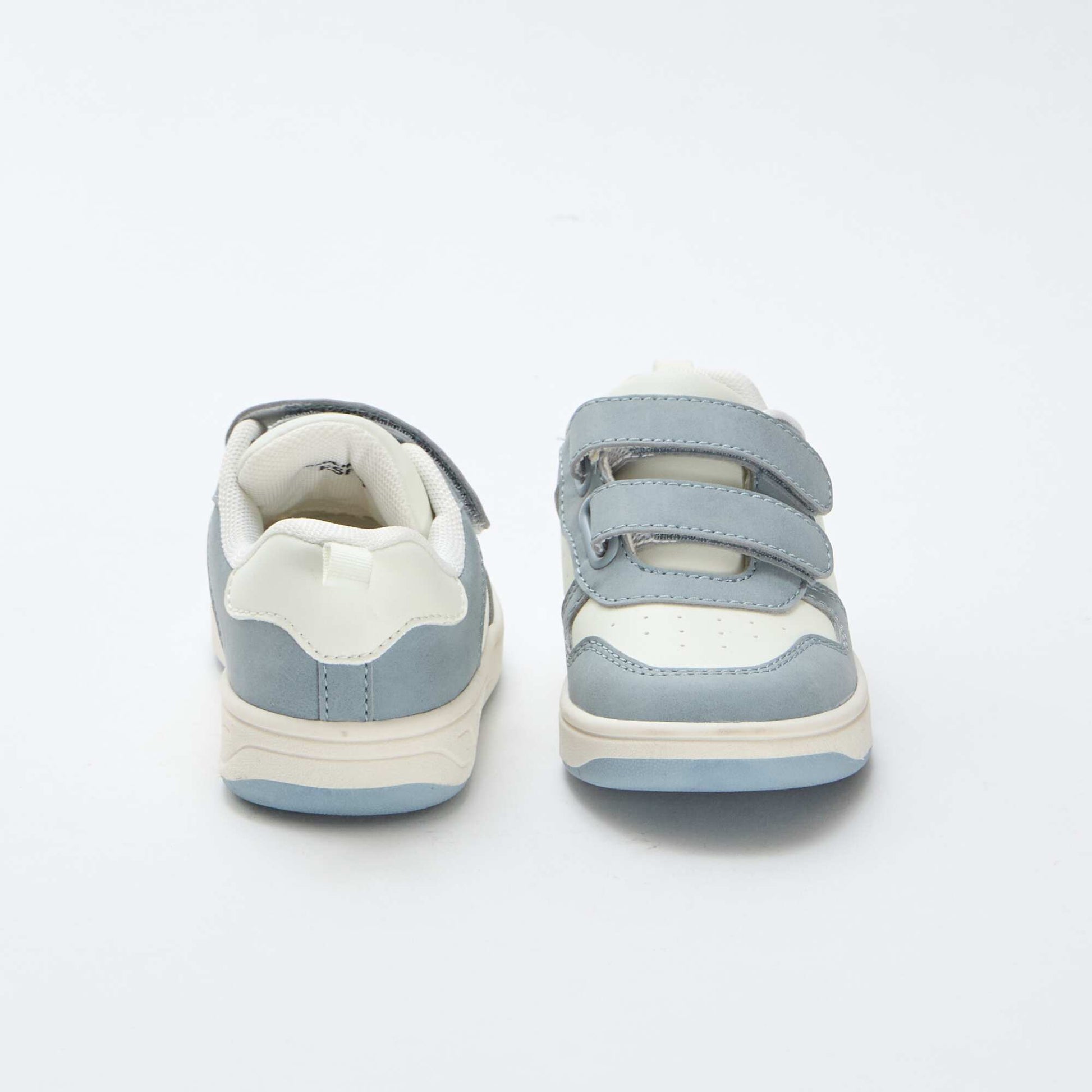 Faux Leather Sneakers with 2 Hook-and-Loop Straps BLUE