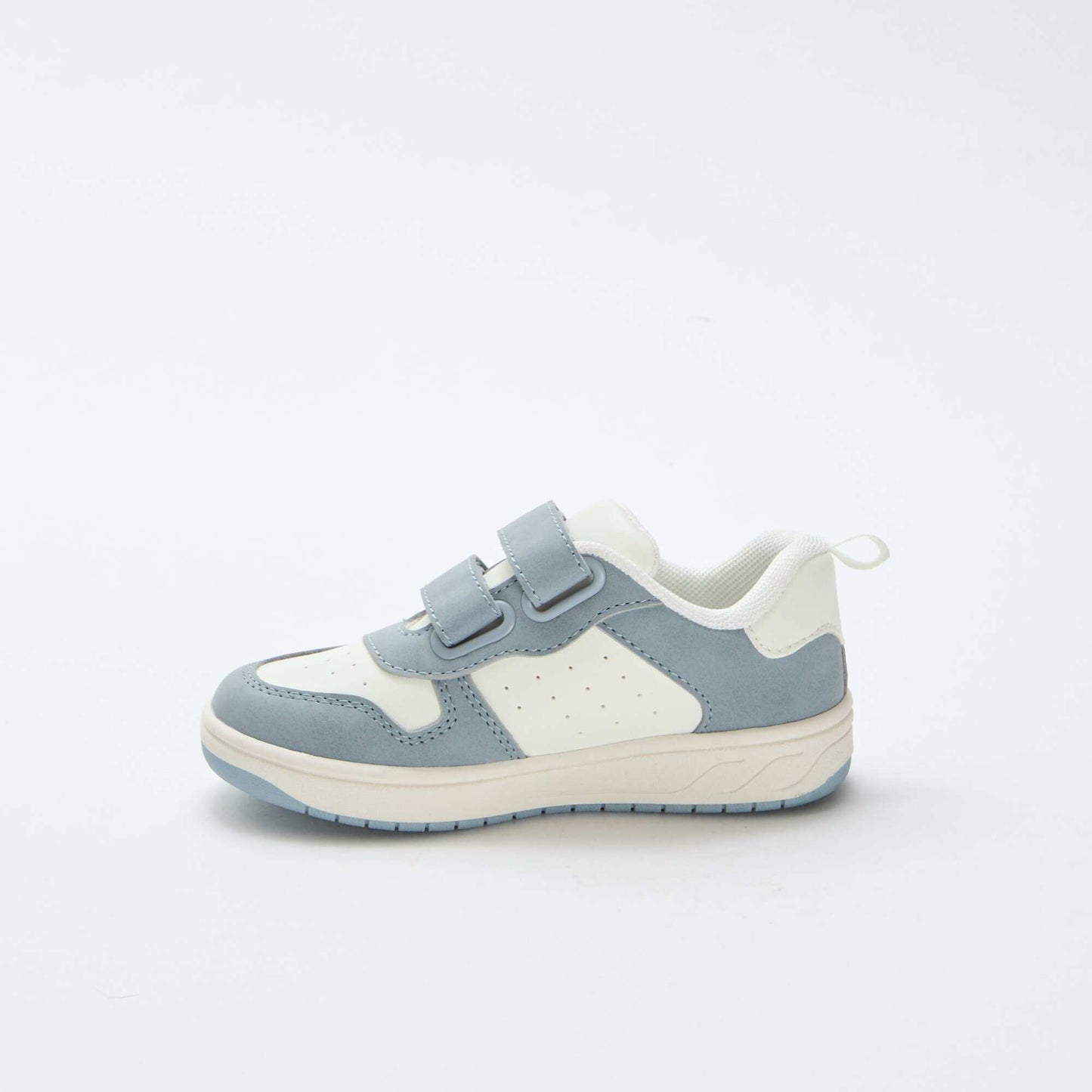 Faux Leather Sneakers with 2 Hook-and-Loop Straps BLUE