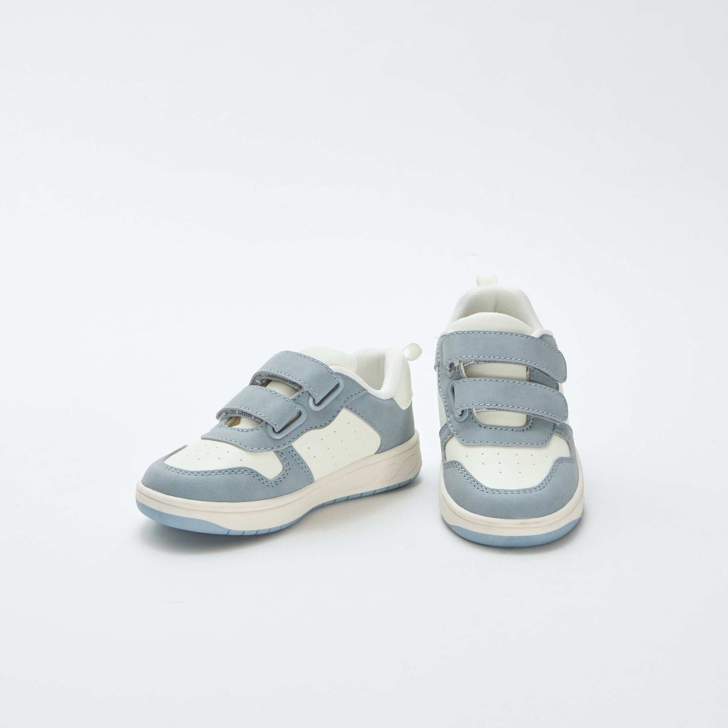 Faux Leather Sneakers with 2 Hook-and-Loop Straps BLUE