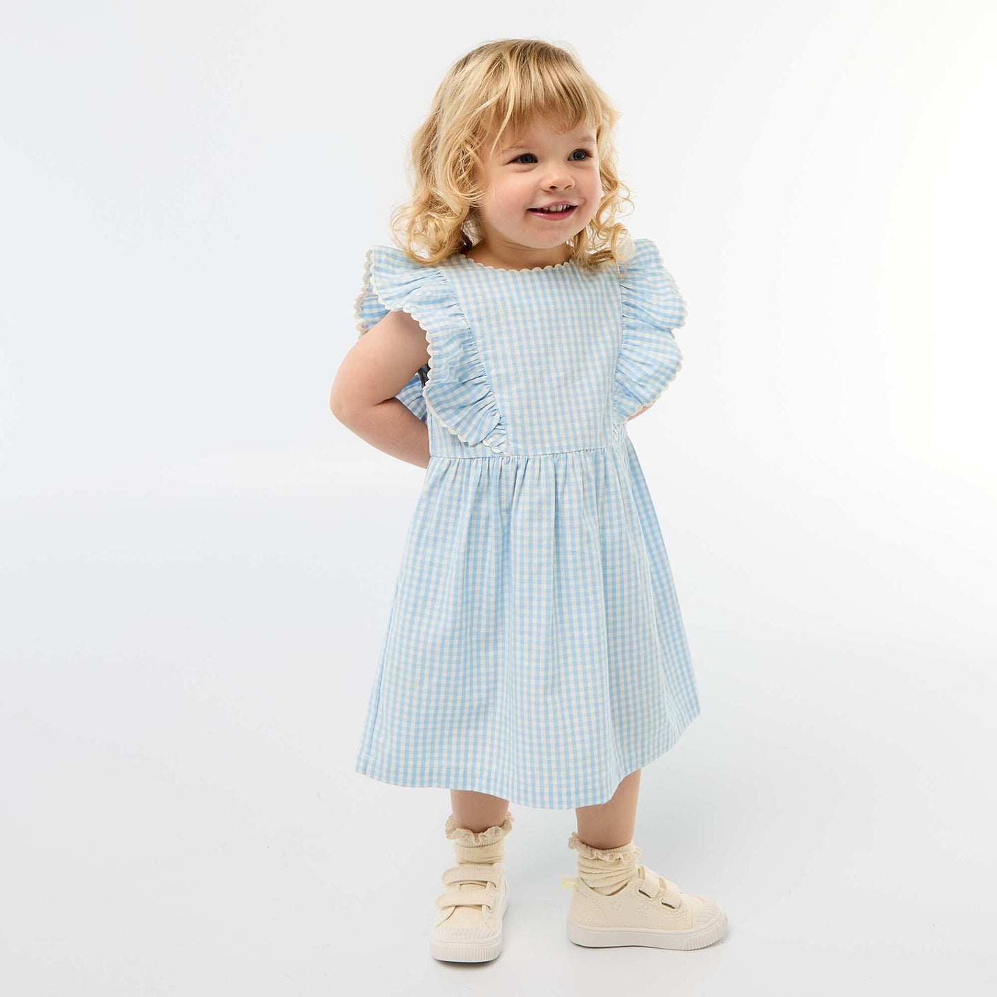Checkerboard Print Canvas Sneakers BEIGE
