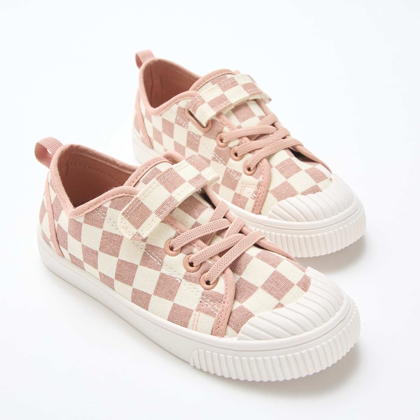 Checkerboard Print Canvas Sneakers PINK