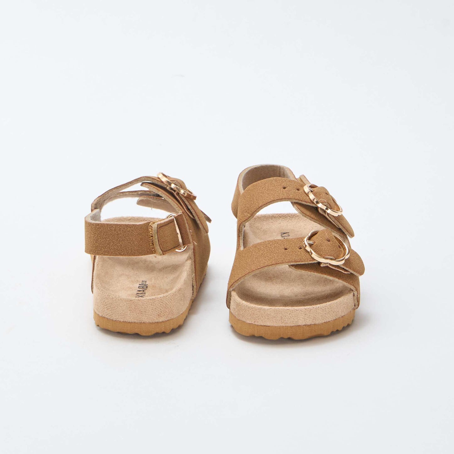 Flat Sandals with Adjustable Hook-and-Loop Ankle Strap BROWN