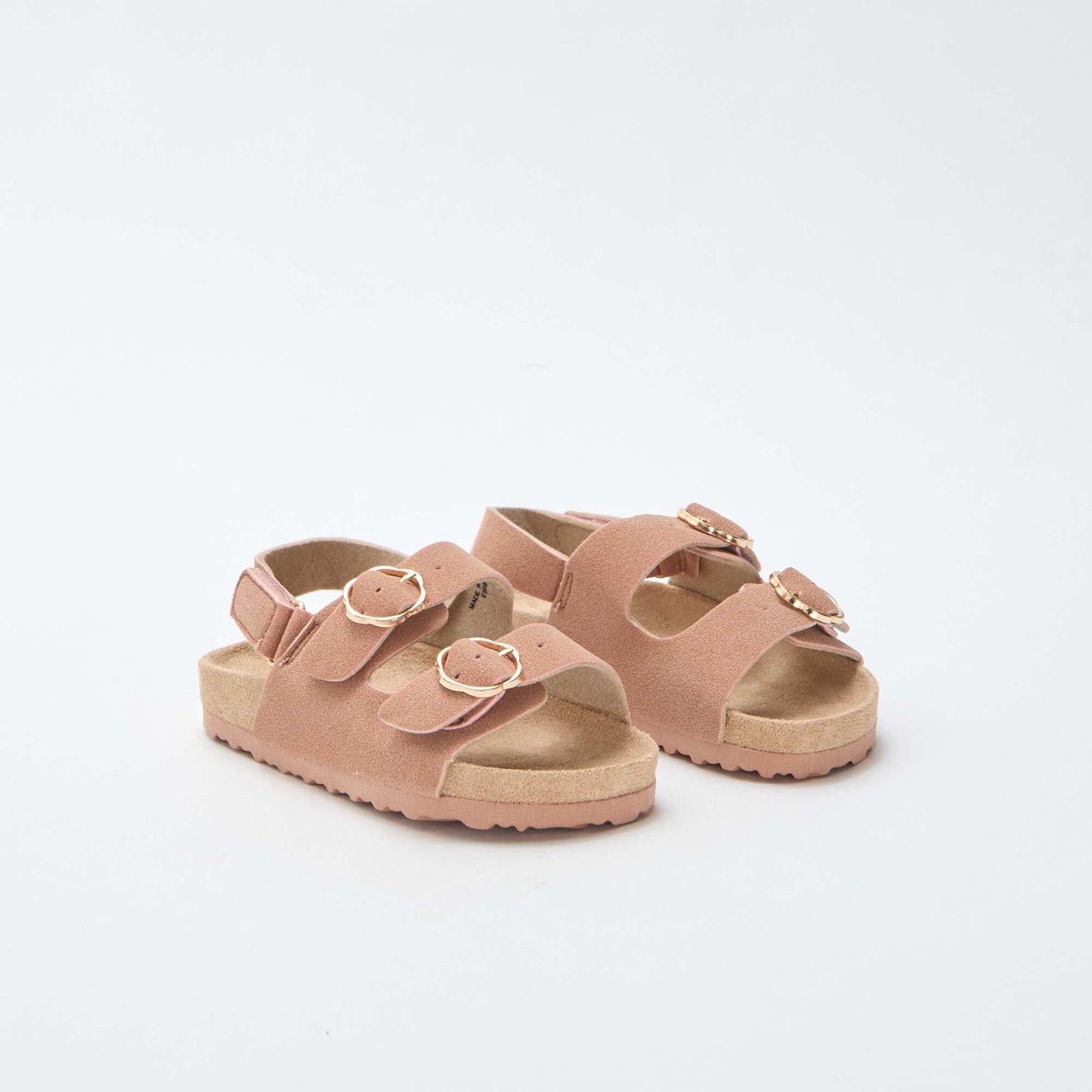 Flat sandals with adjustable hook-and-loop ankle strap PINK