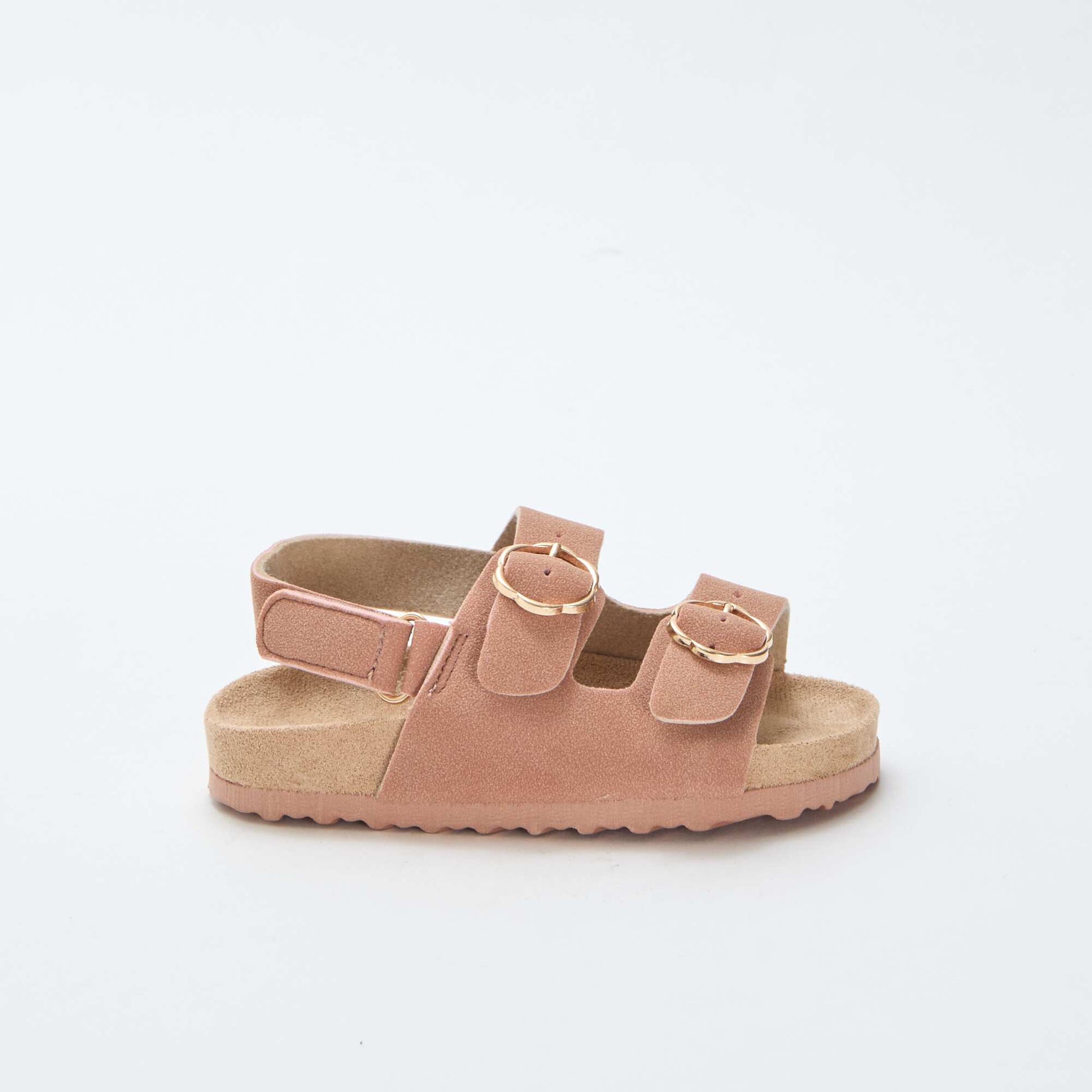 Flat sandals with adjustable hook-and-loop ankle strap PINK