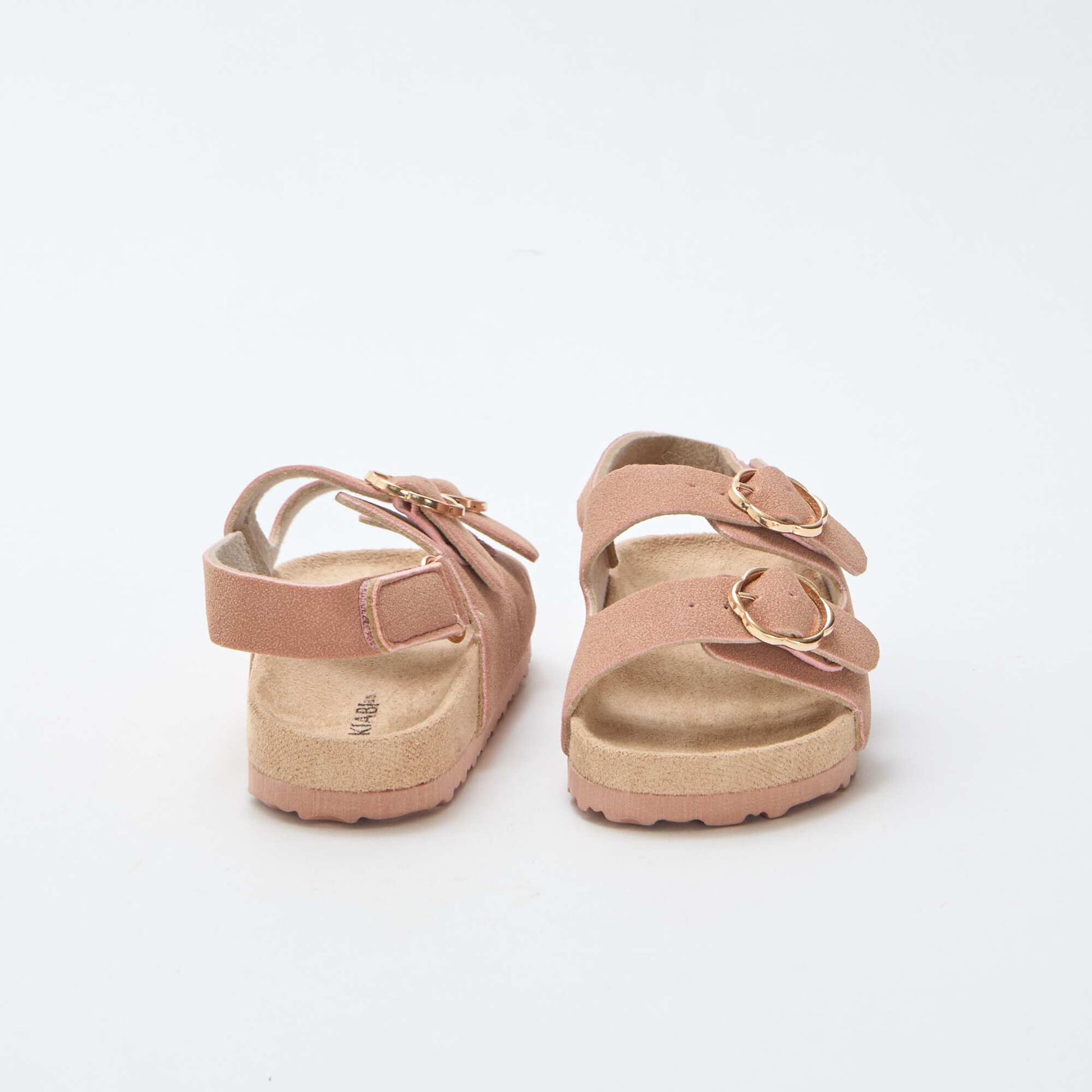 Flat sandals with adjustable hook-and-loop ankle strap PINK