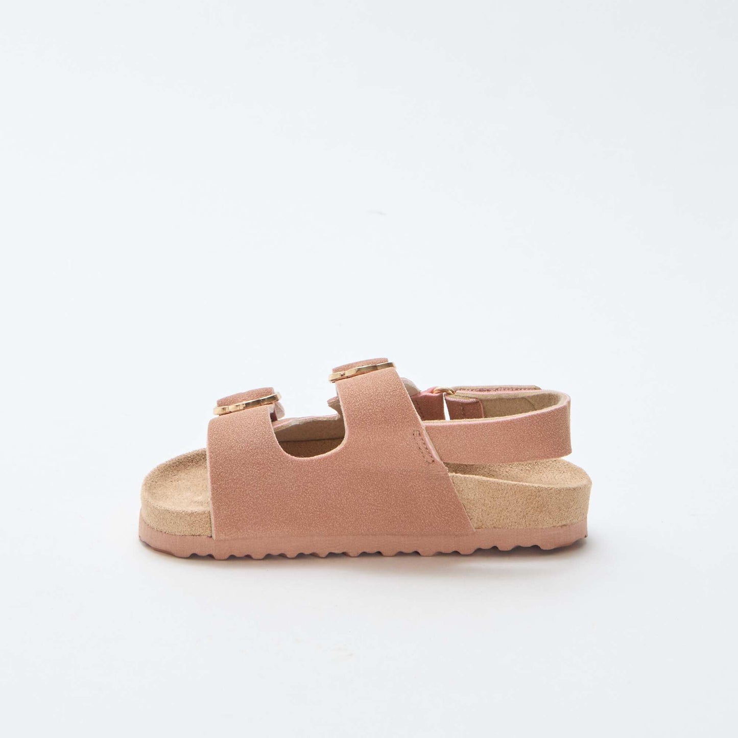 Flat sandals with adjustable hook-and-loop ankle strap PINK