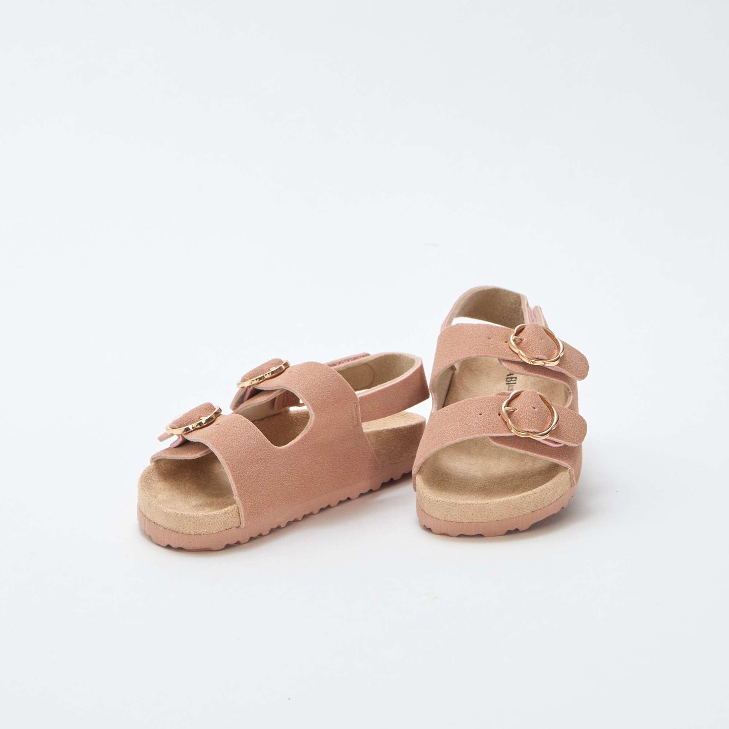 Flat sandals with adjustable hook-and-loop ankle strap PINK