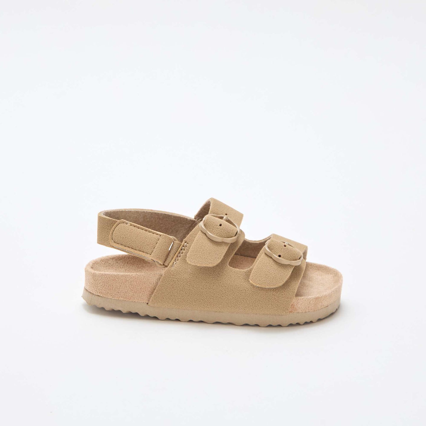 Flat sandals with adjustable hook-and-loop ankle strap BEIGE