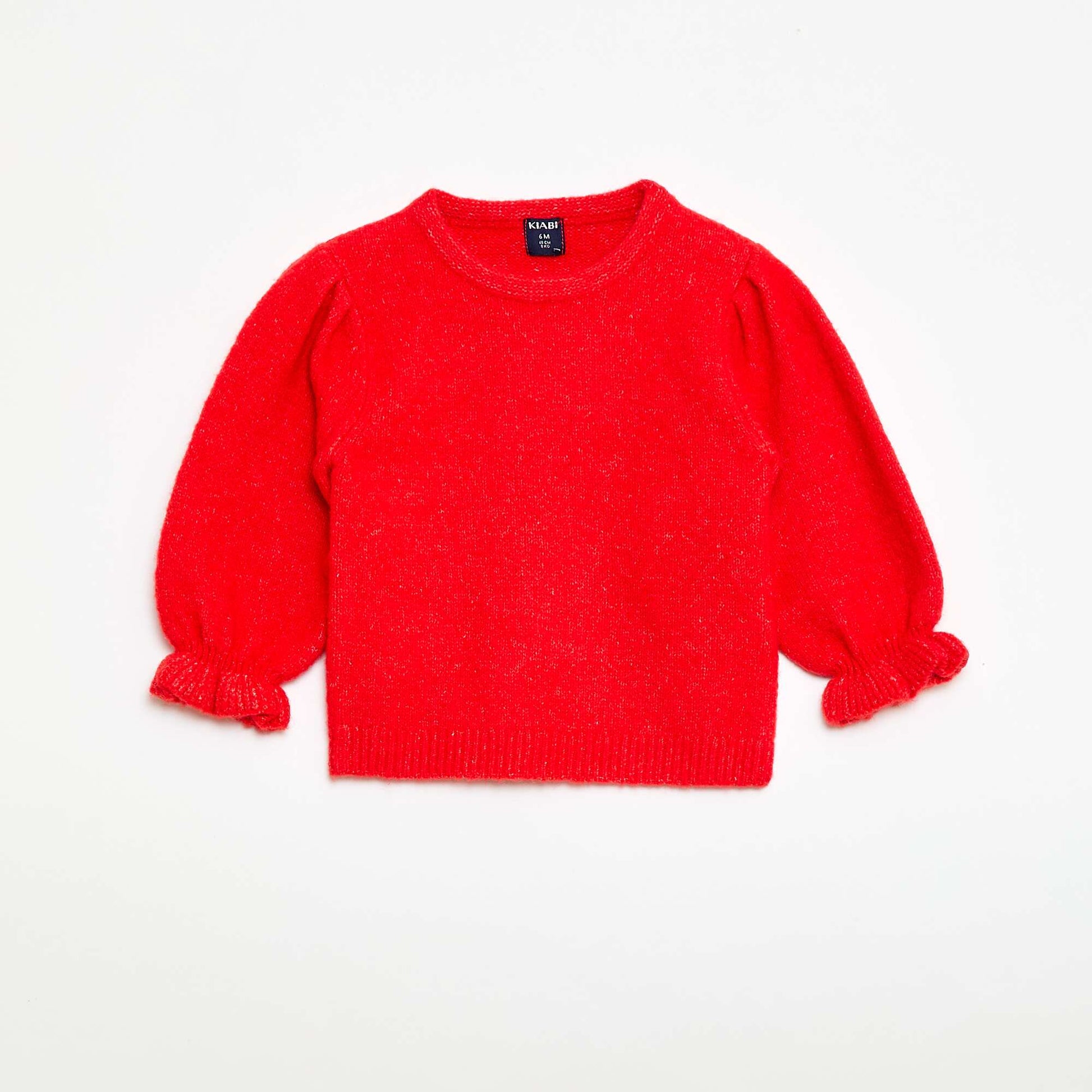 Warm Balloon Sleeve Sweater RED