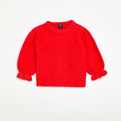 Warm Balloon Sleeve Sweater RED