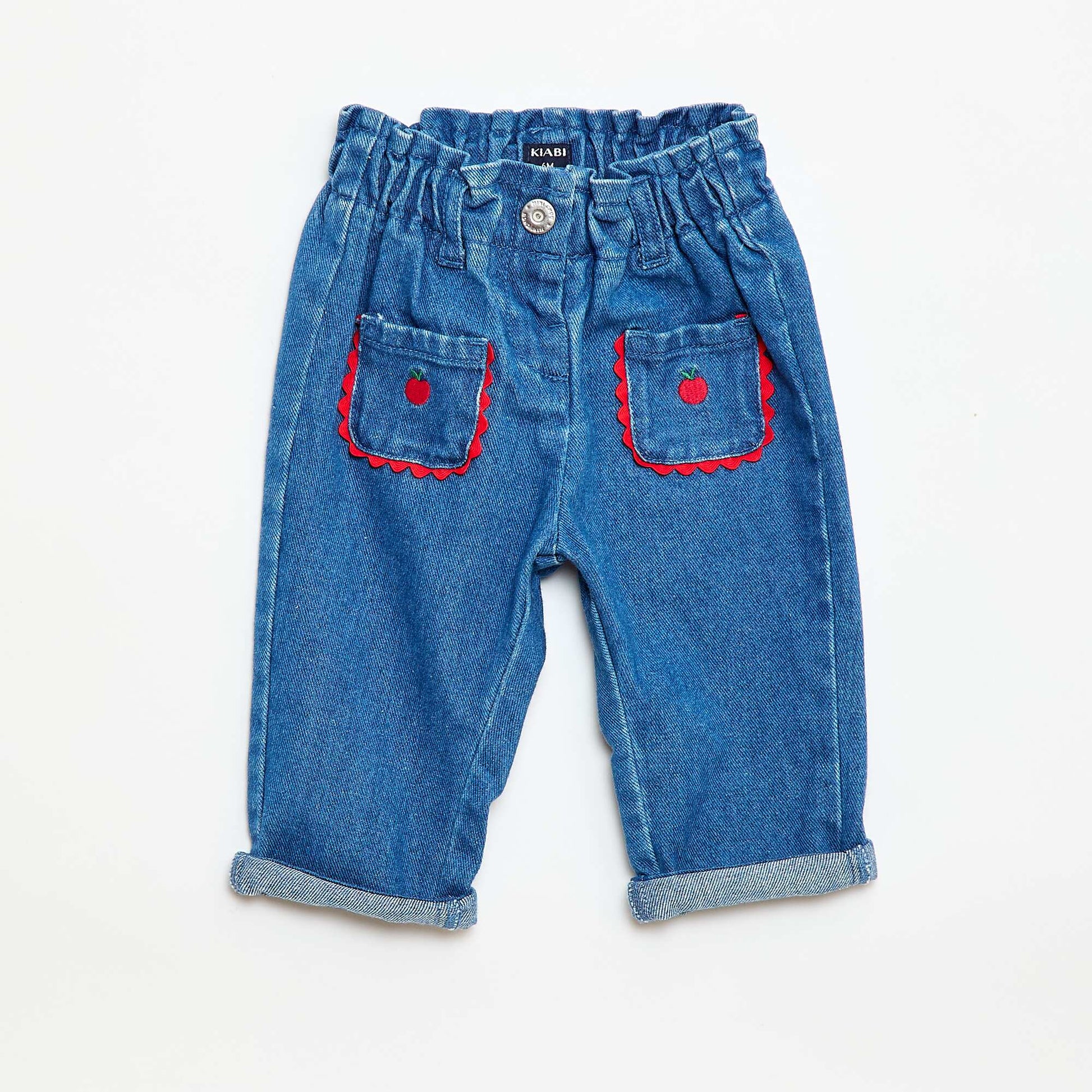 Jeans with Decorative Pockets WHITE