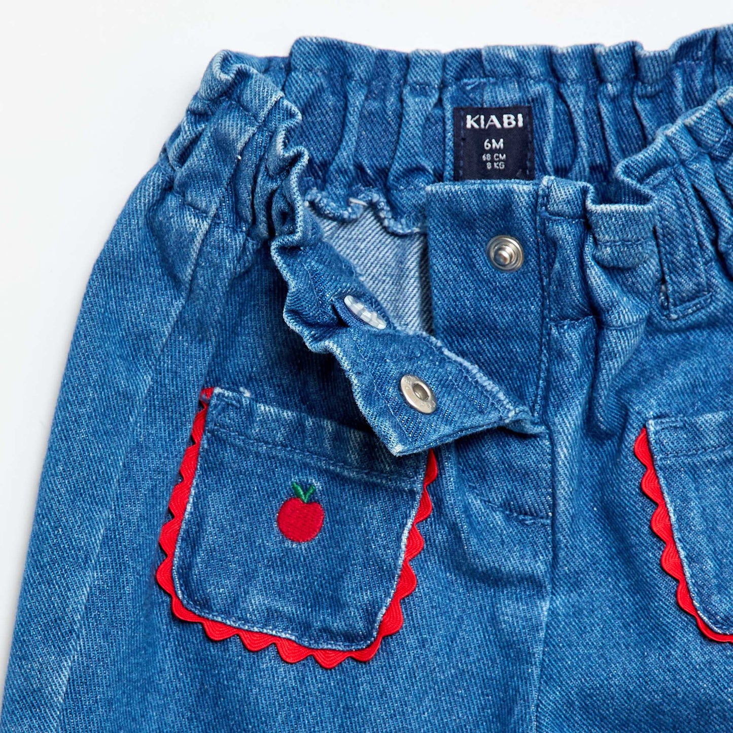 Jeans with Decorative Pockets WHITE