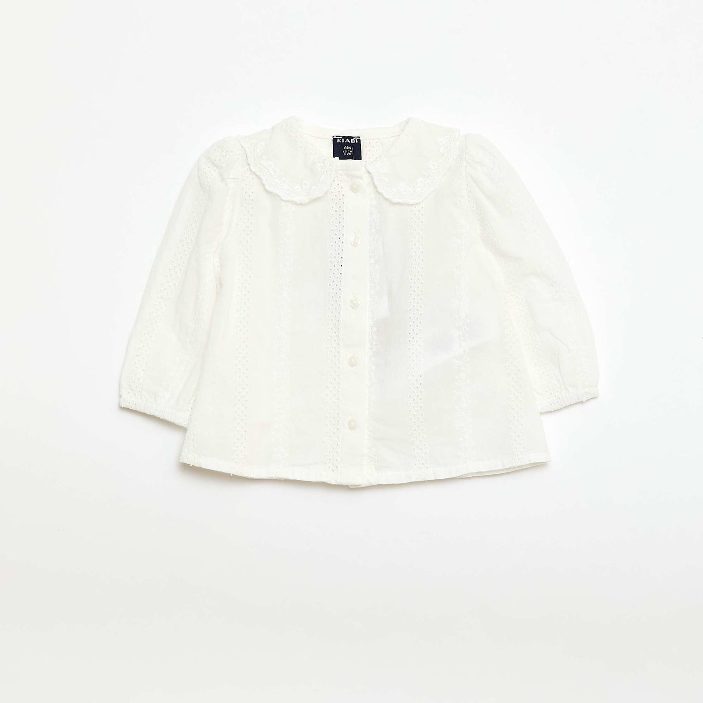 Cotton Voile Blouse with Embroidery WHITE
