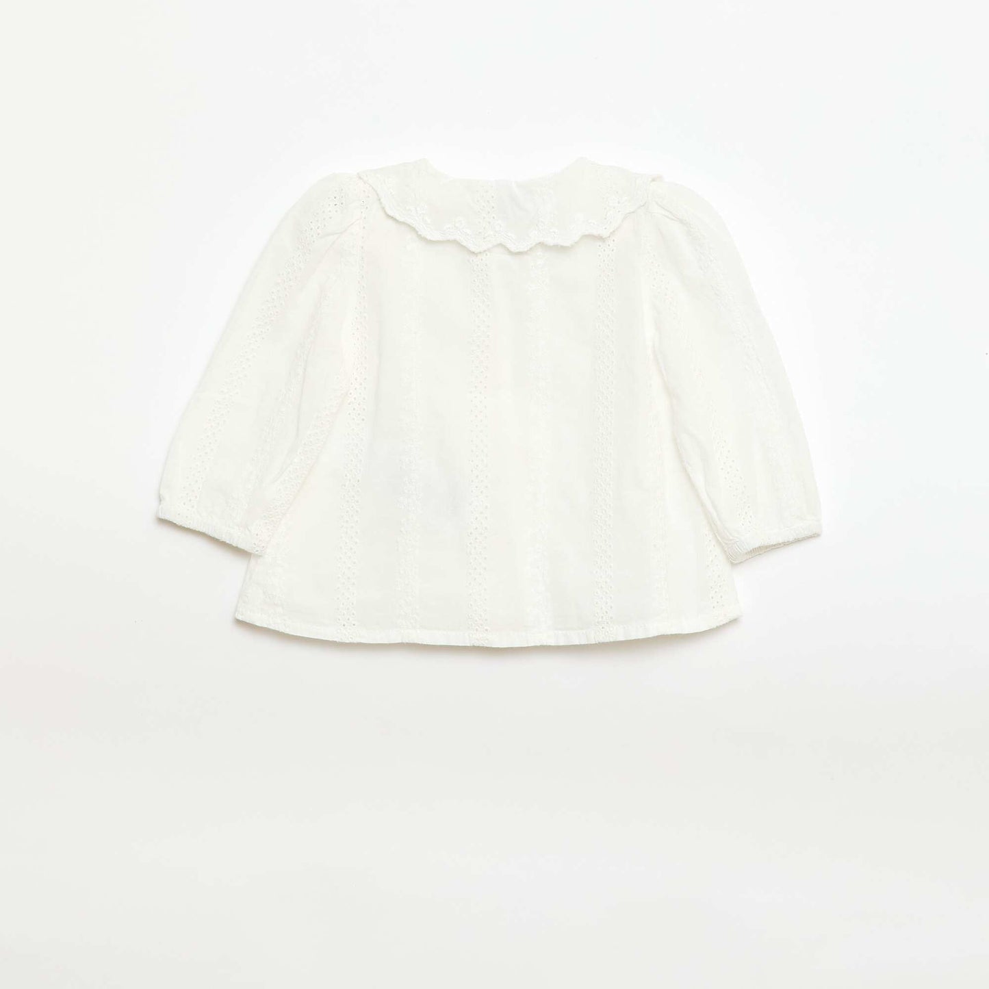 Cotton Voile Blouse with Embroidery WHITE
