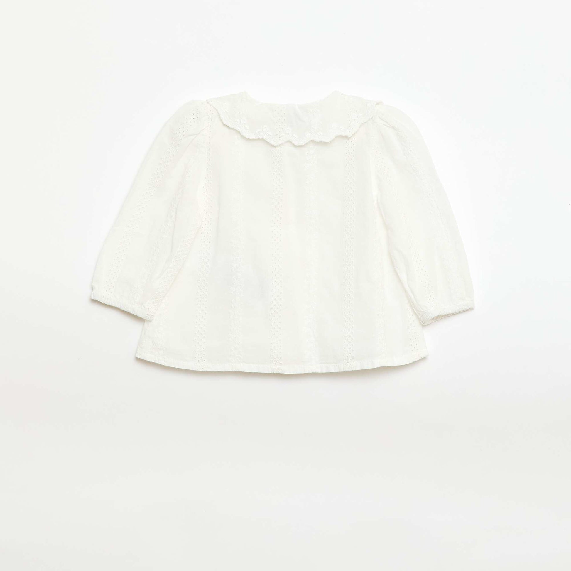 Cotton Voile Blouse with Embroidery WHITE