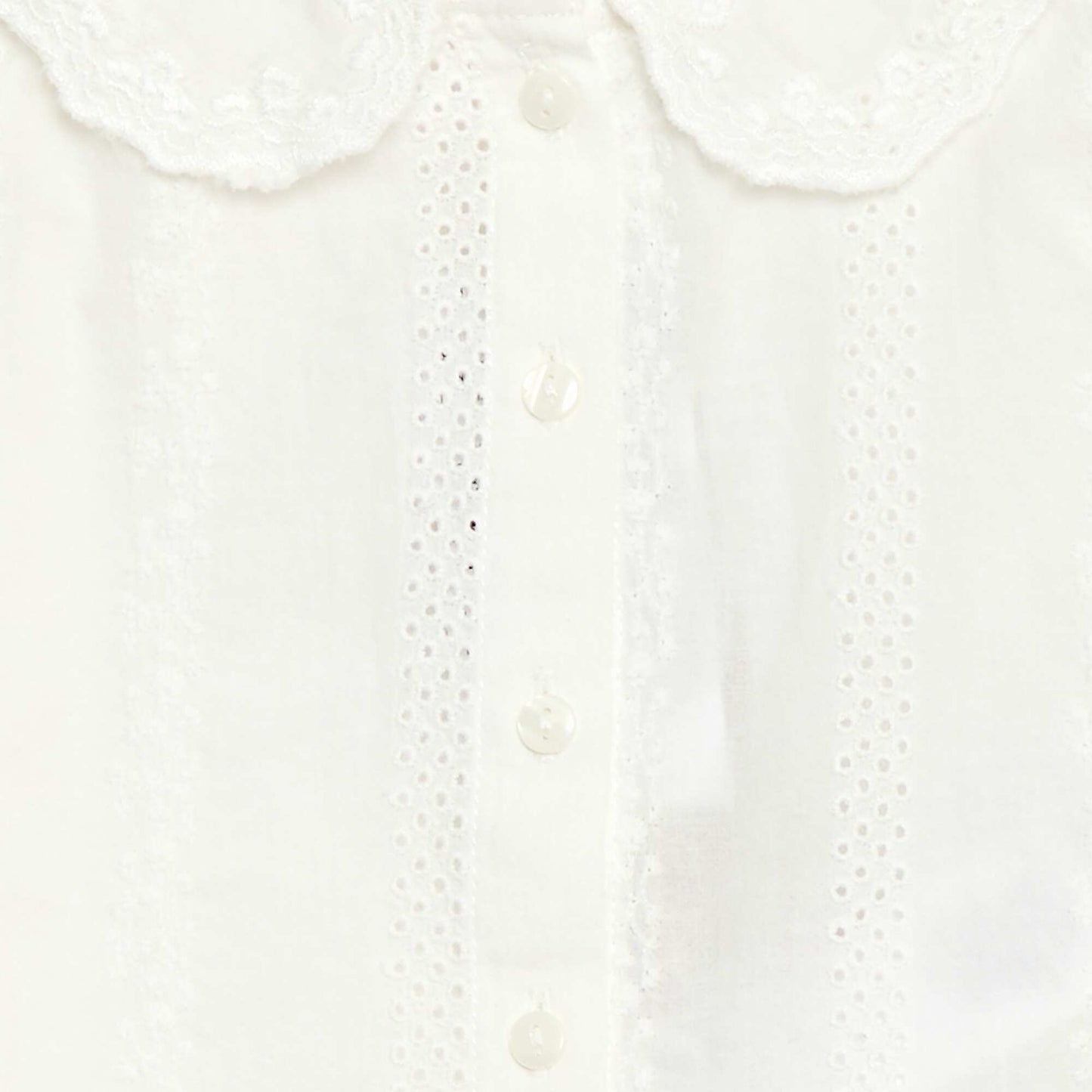 Cotton Voile Blouse with Embroidery WHITE