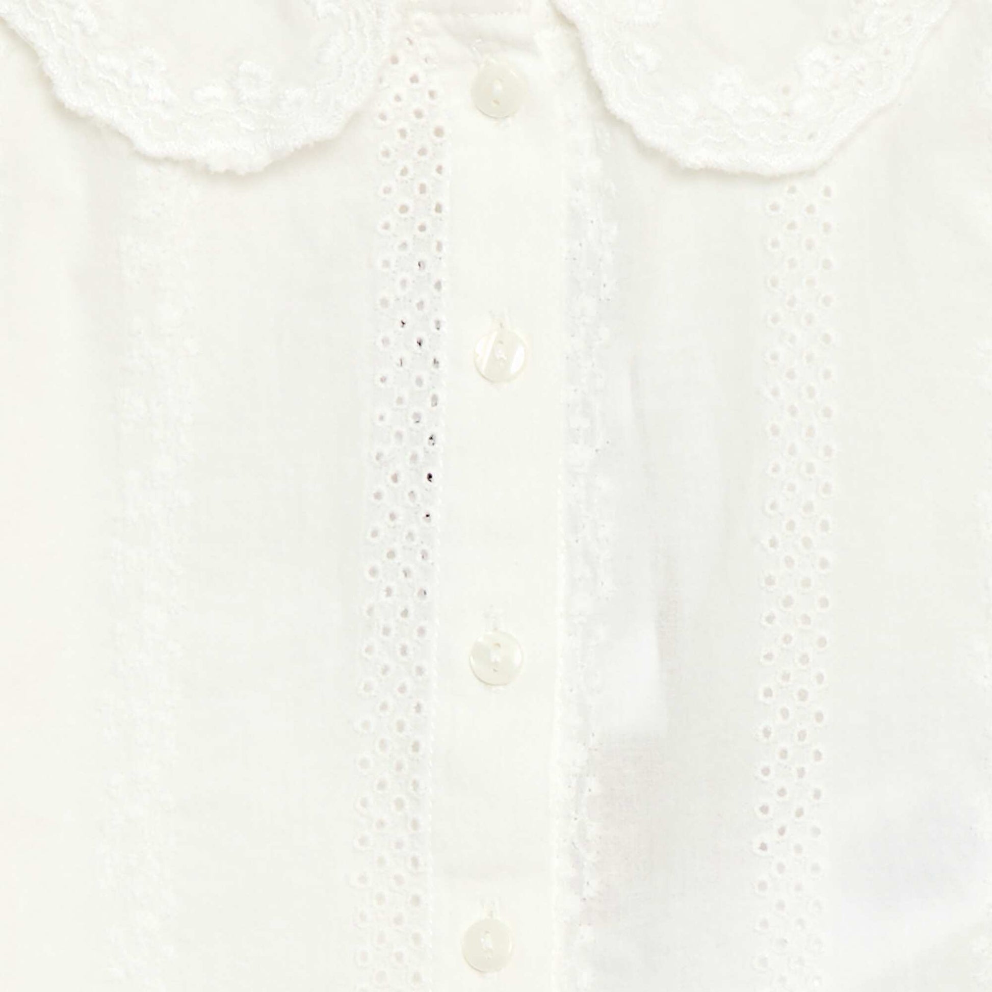 Cotton Voile Blouse with Embroidery WHITE