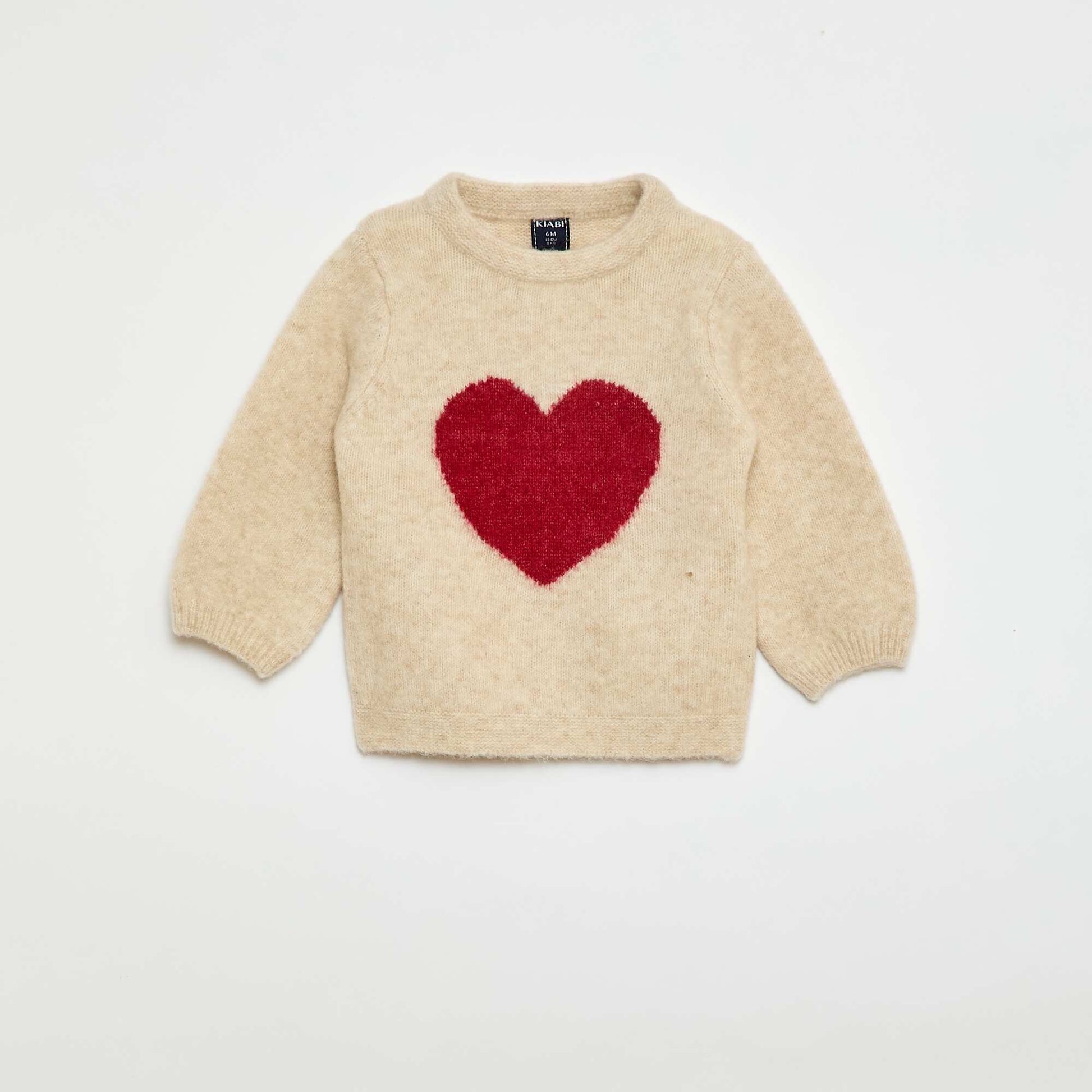 Knitted Sweater with Embroidery BEIGE