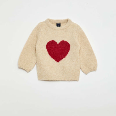 Knitted Sweater with Embroidery BEIGE
