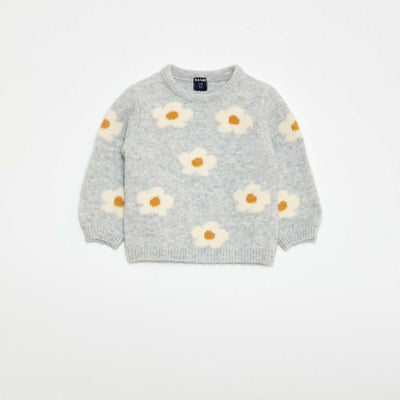 Patterned Knit Sweater GREY