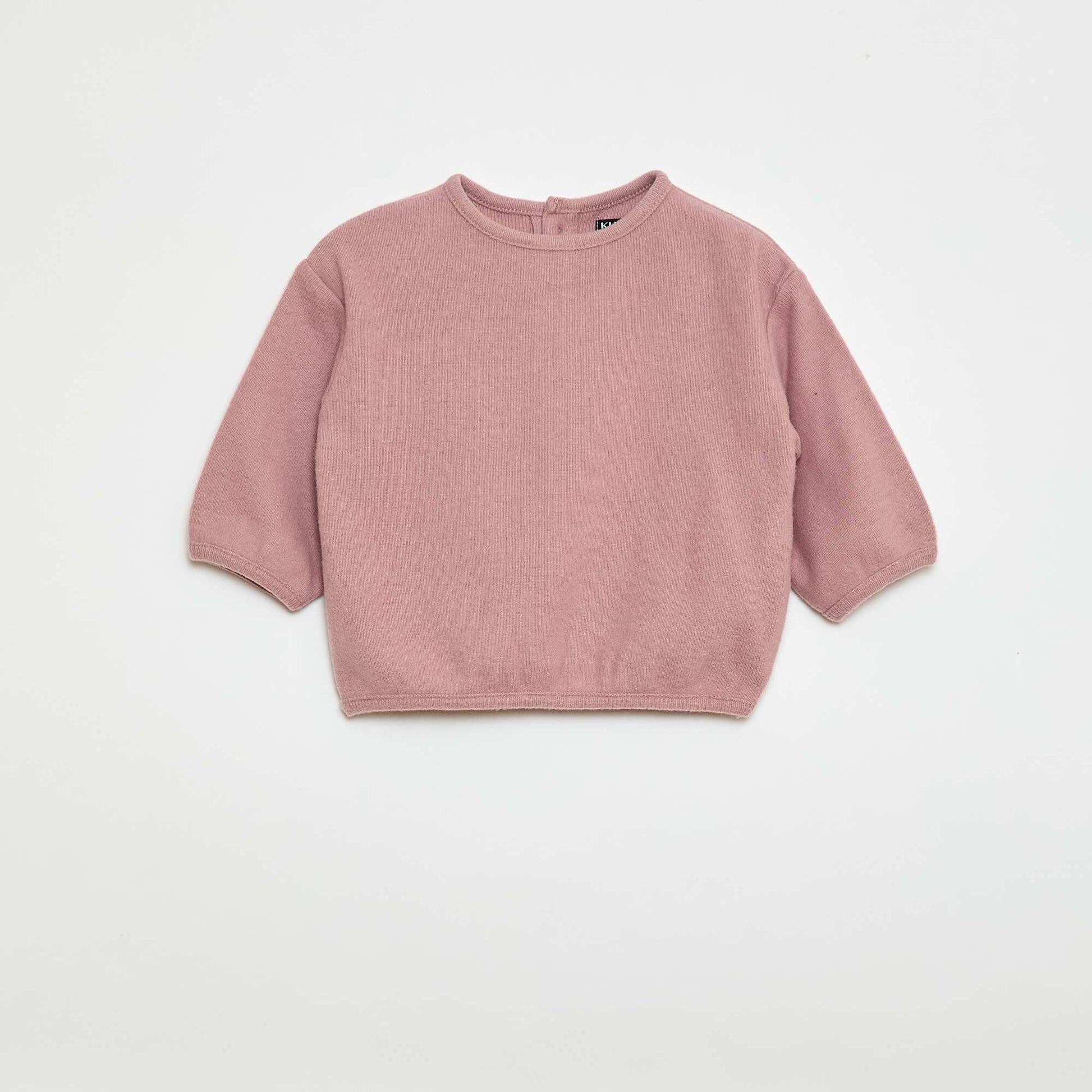 Buttoned Neck Plush Knit Sweater Set BEIGE