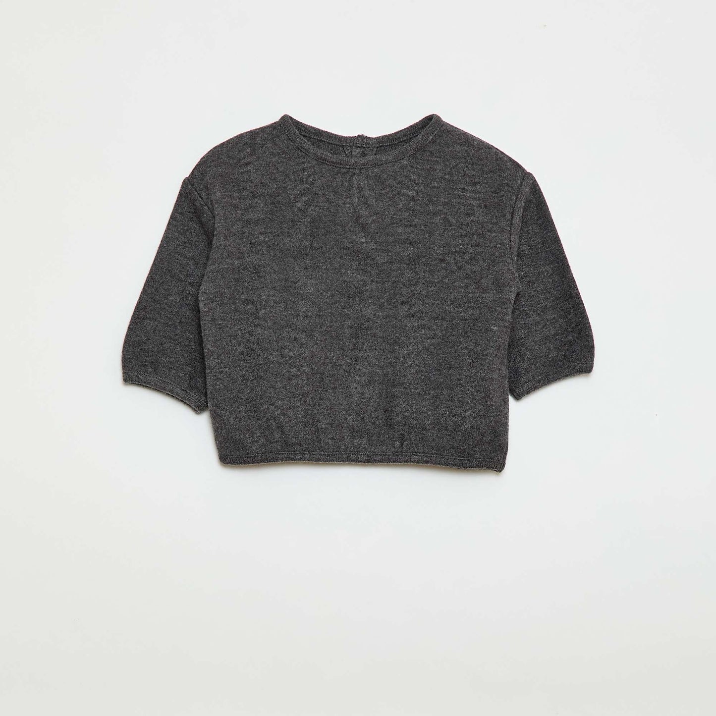 Cozy Knit Sweater Set with Buttoned Collar GREY