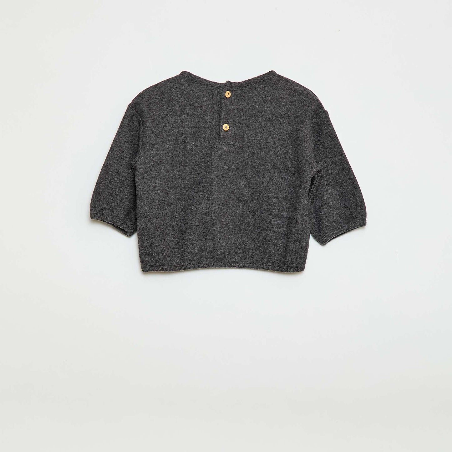 Cozy Knit Sweater Set with Buttoned Collar GREY