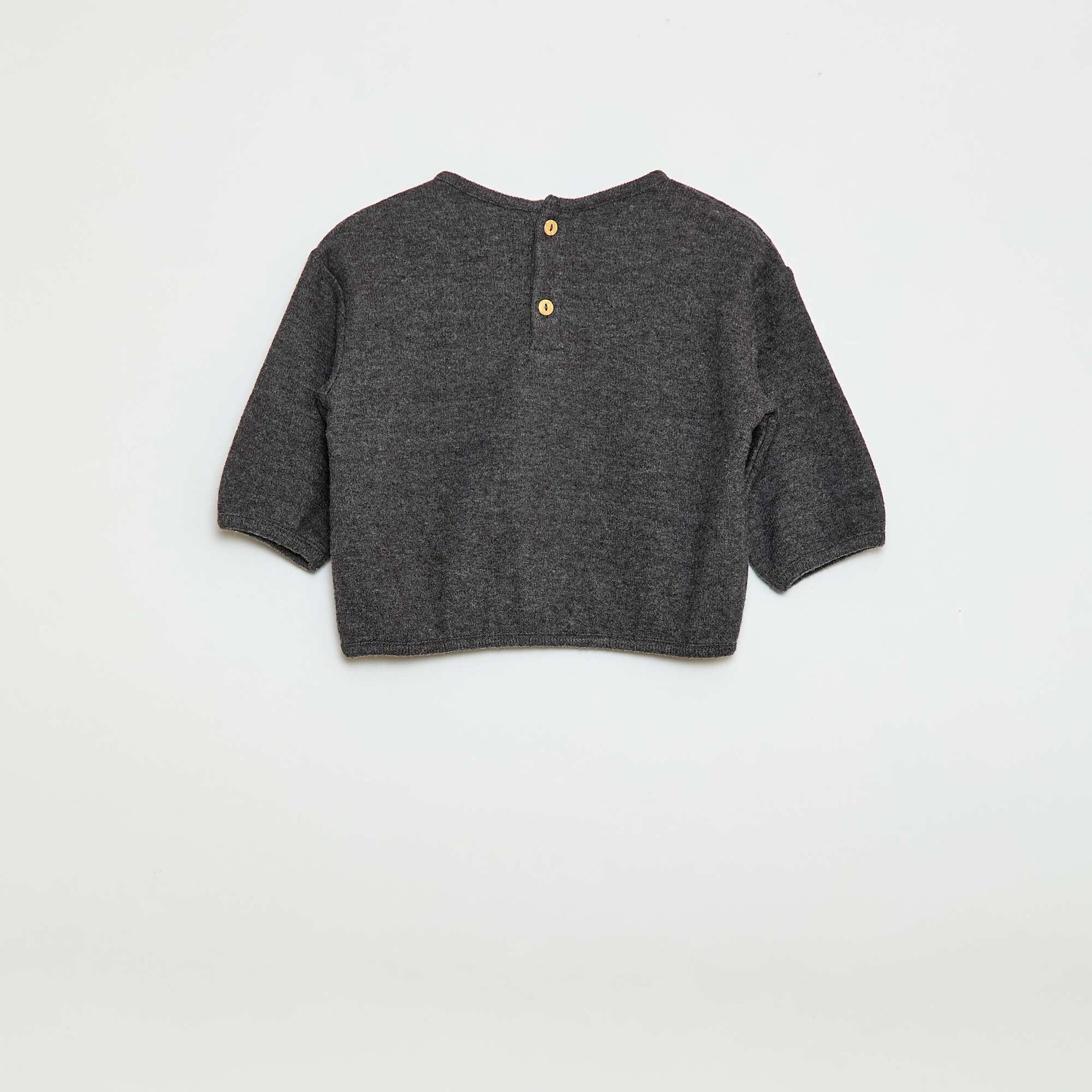 Cozy Knit Sweater Set with Buttoned Collar GREY