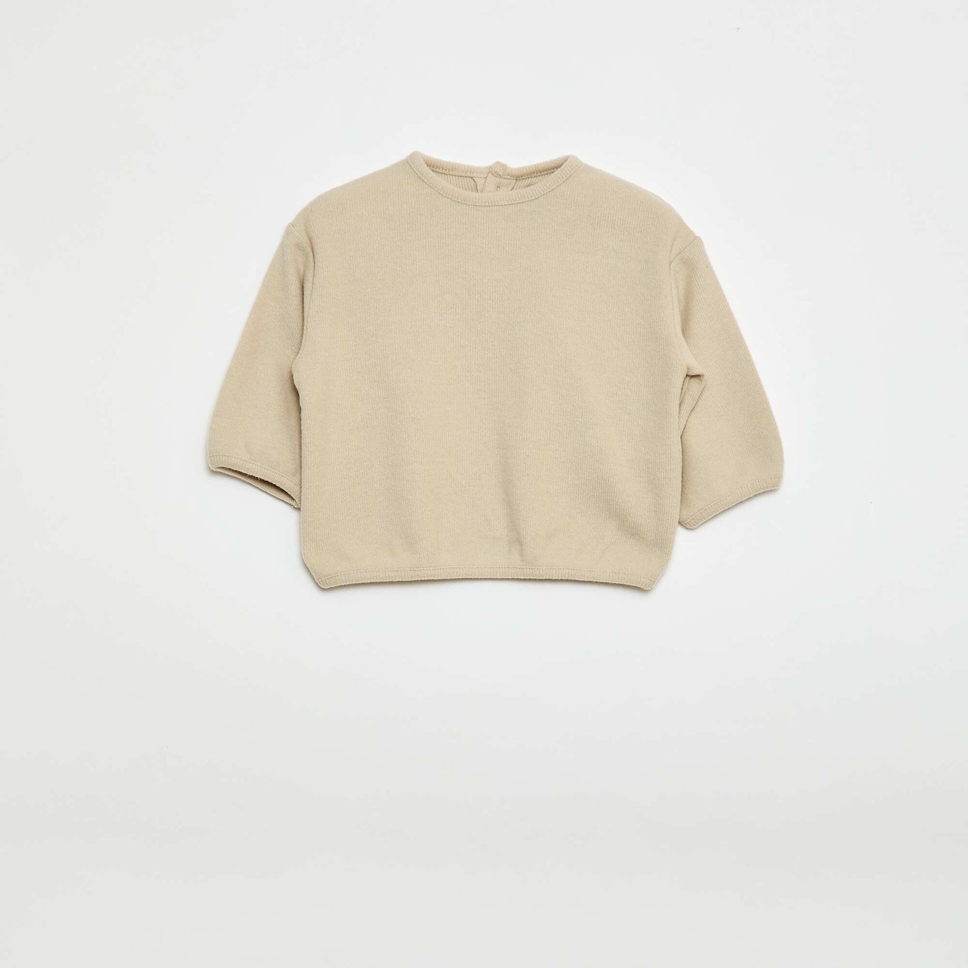 Cozy Knit Sweater Set with Buttoned Collar GREY