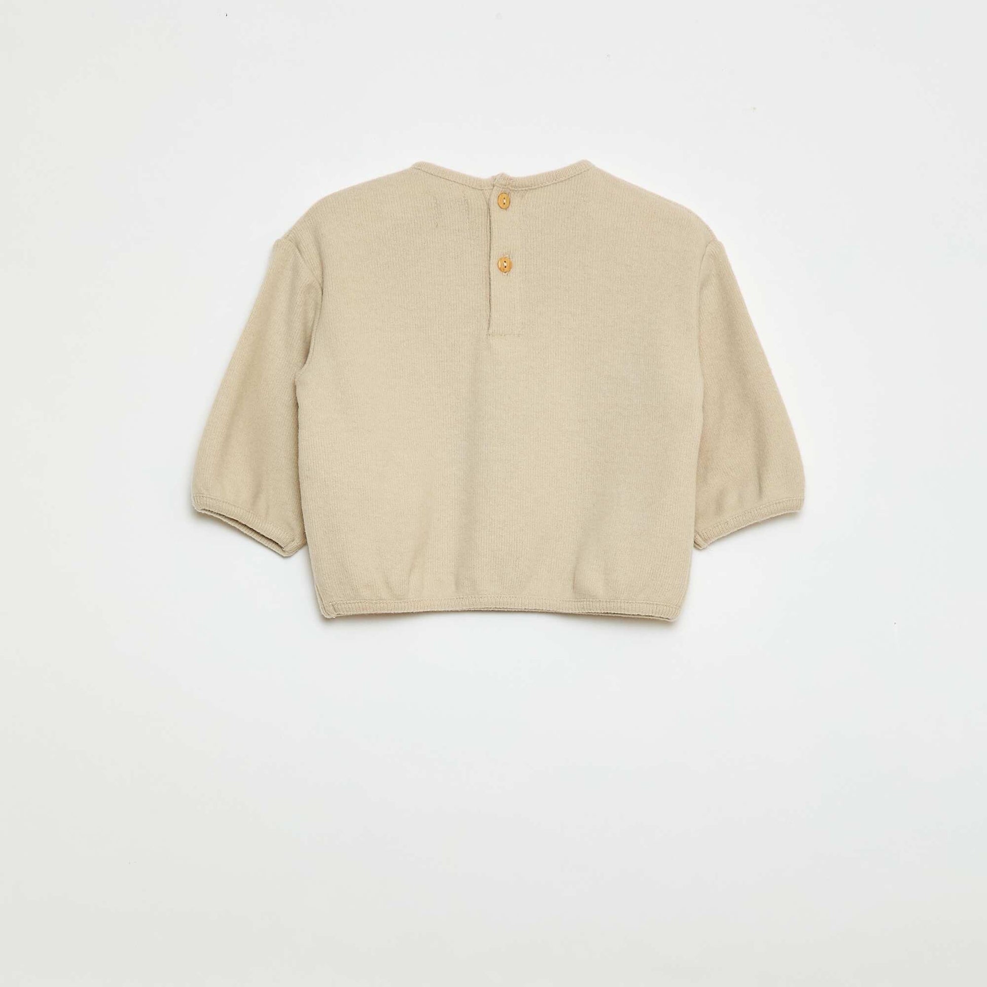 Cozy Knit Sweater Set with Buttoned Collar GREY
