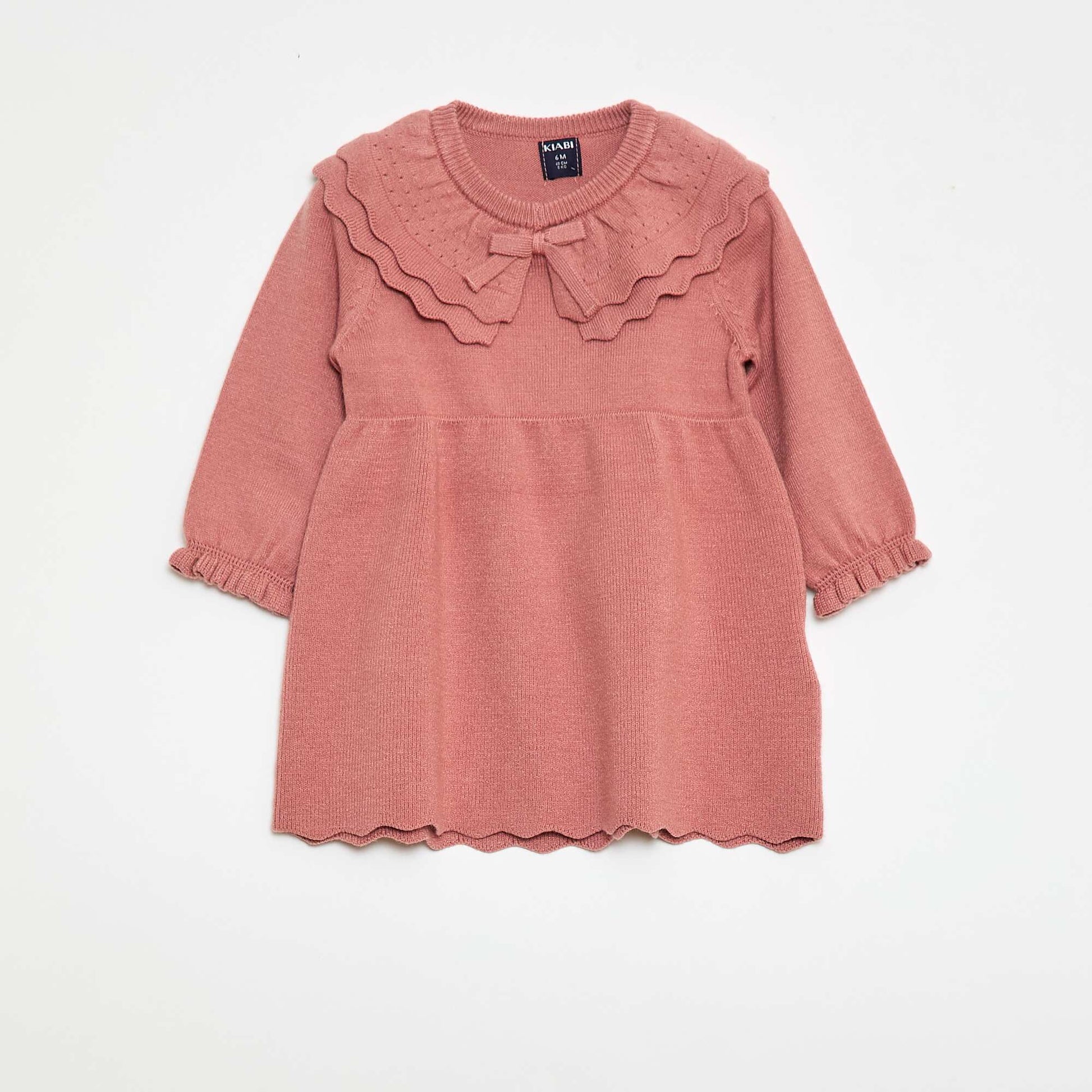 Knit Dress with Peter Pan Collar PINK