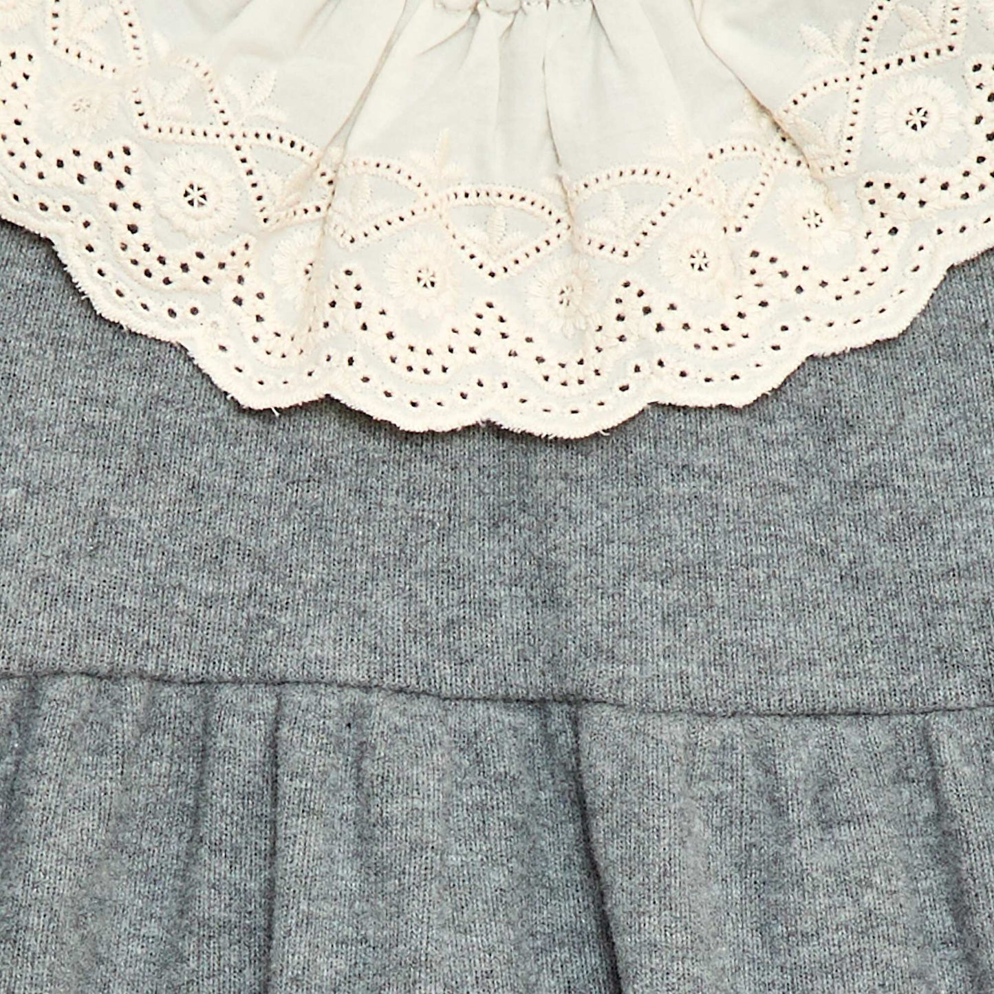 Snug Knit Dress with Fancy Collar GREY