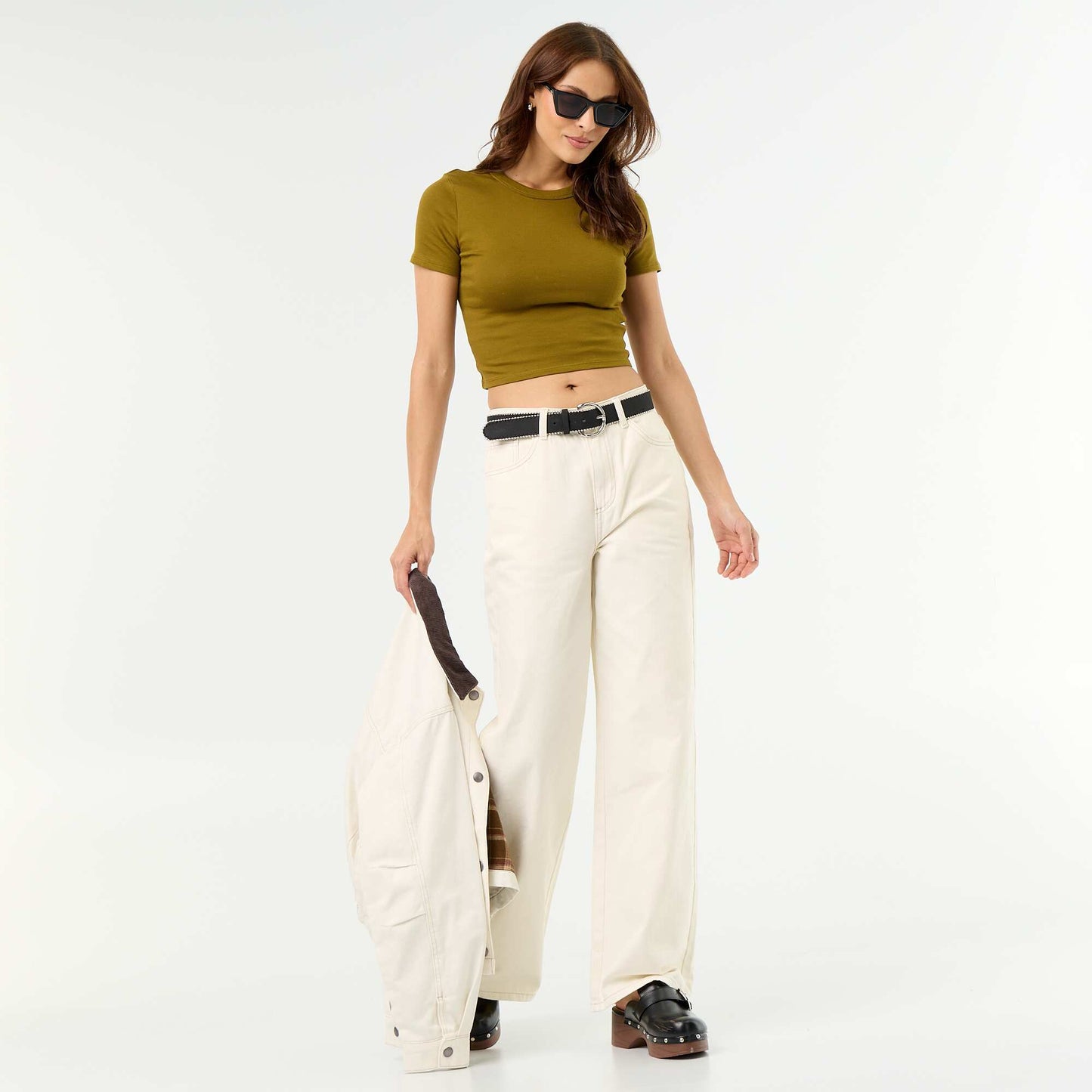 Basic Crop Top T-Shirt GREEN