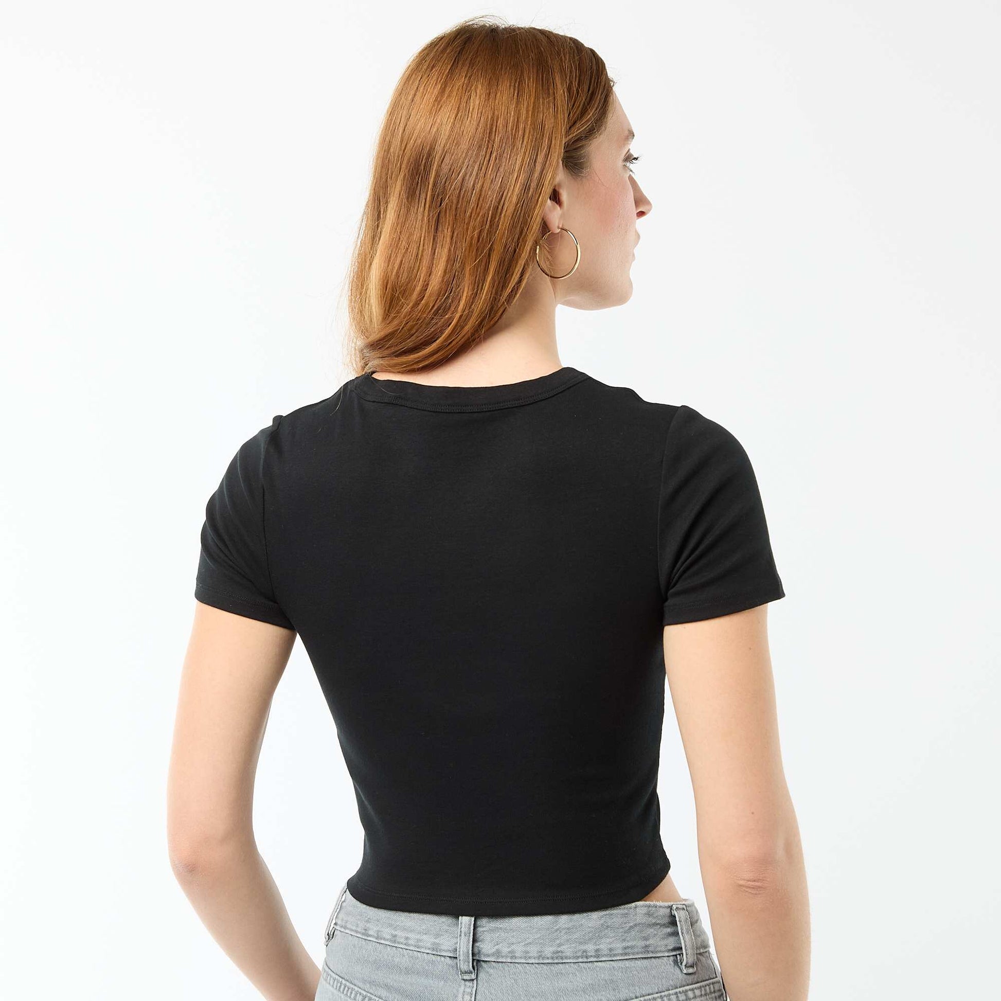 Basic Crop Top T-Shirt BLACK