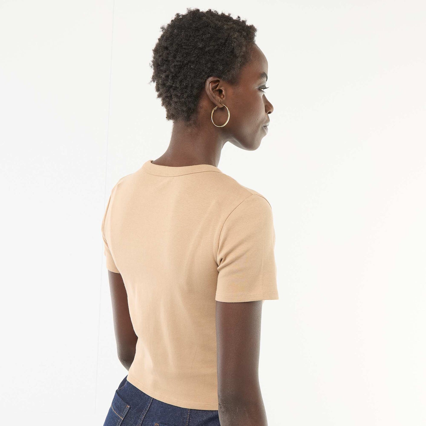 Basic Crop Top T-Shirt BEIGE