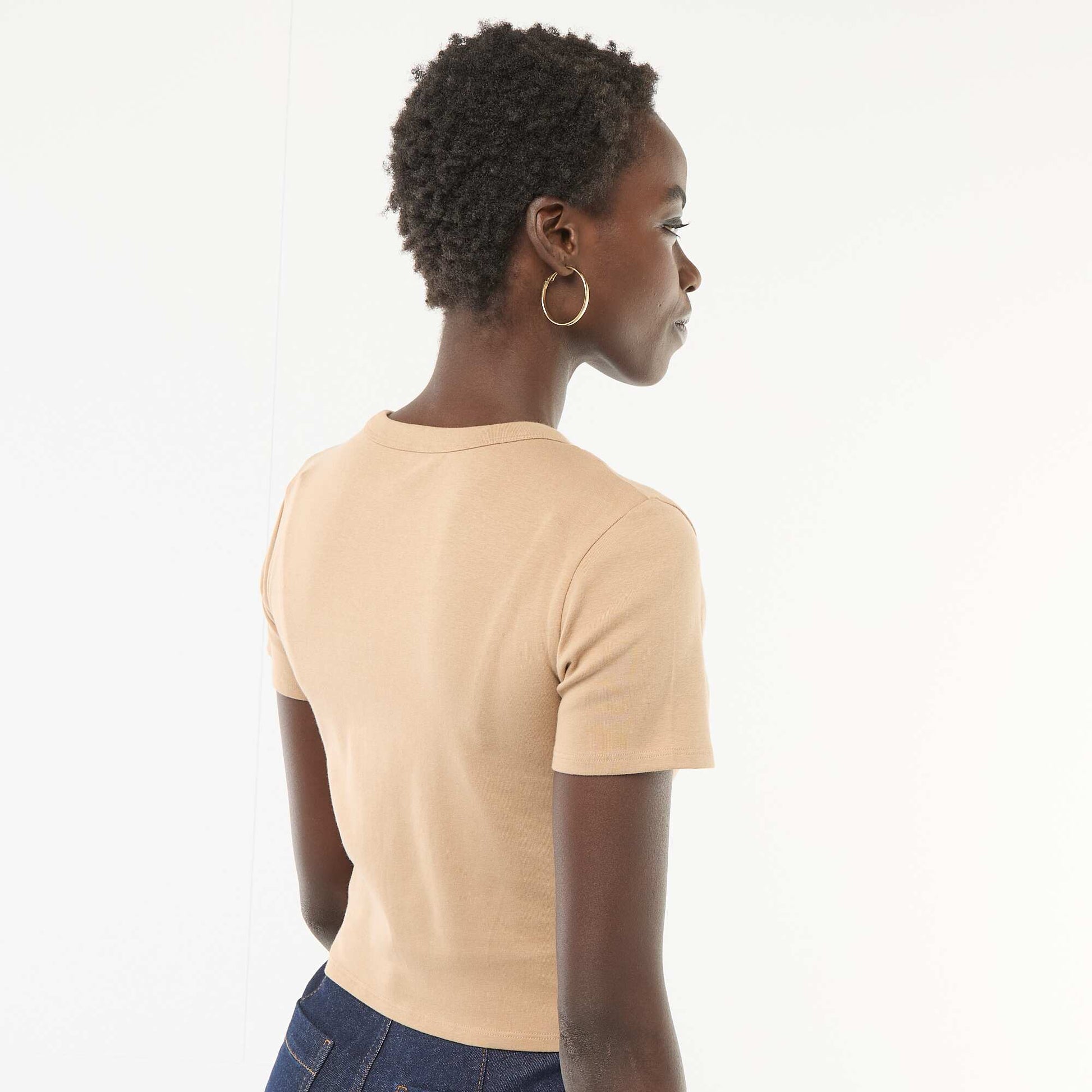 Basic Crop Top T-Shirt BEIGE