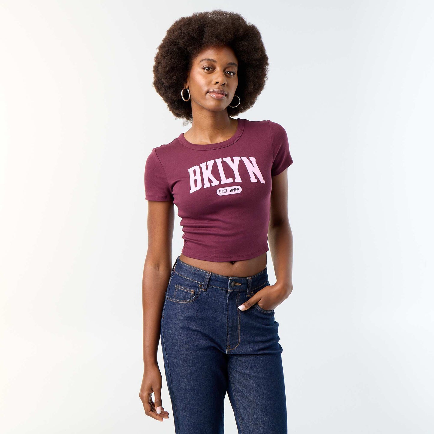 Printed Short-Sleeve T-Shirt with Design PURPLE