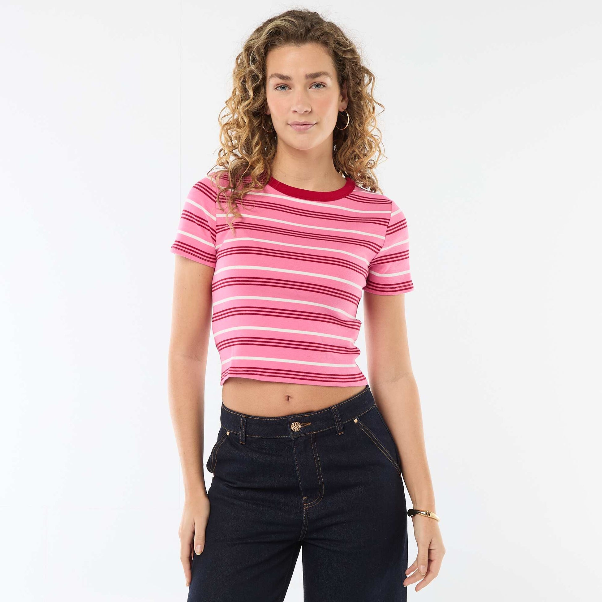 Printed Short-Sleeve T-Shirt with Design PINK